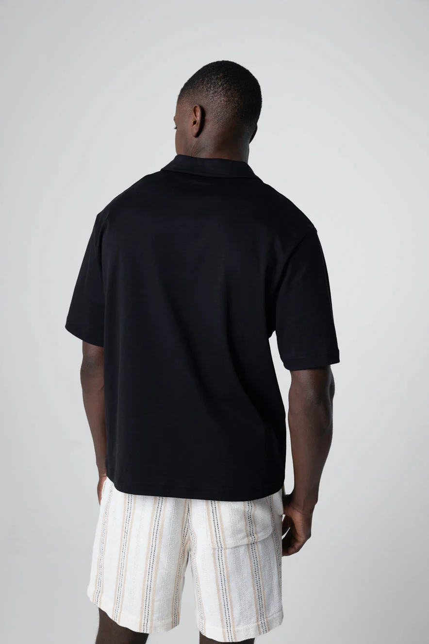 Polo Noir Manches Courtes en Coton Supima - Image 4