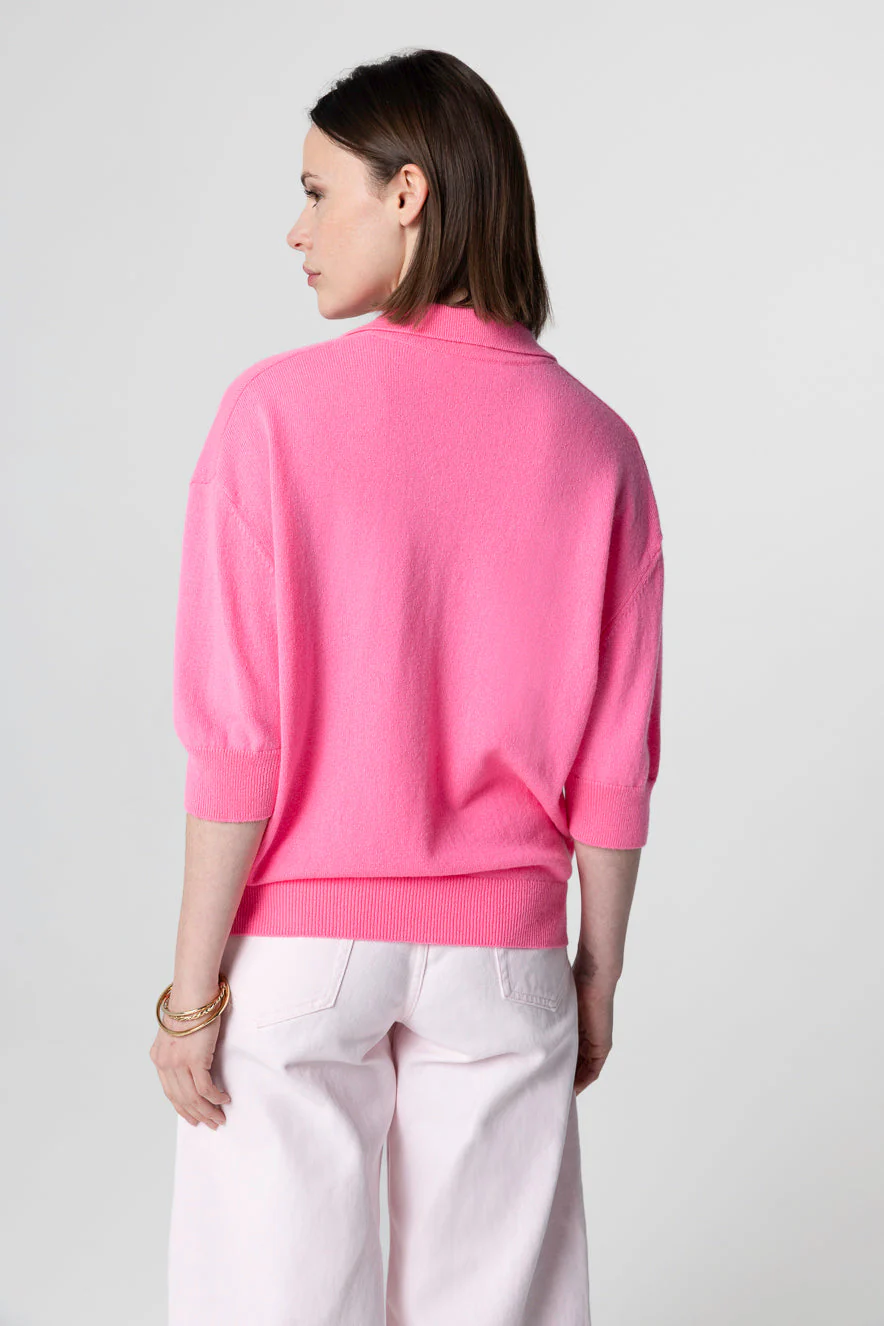 Polo Rose Manches Coudes en Cachemire - Image 3