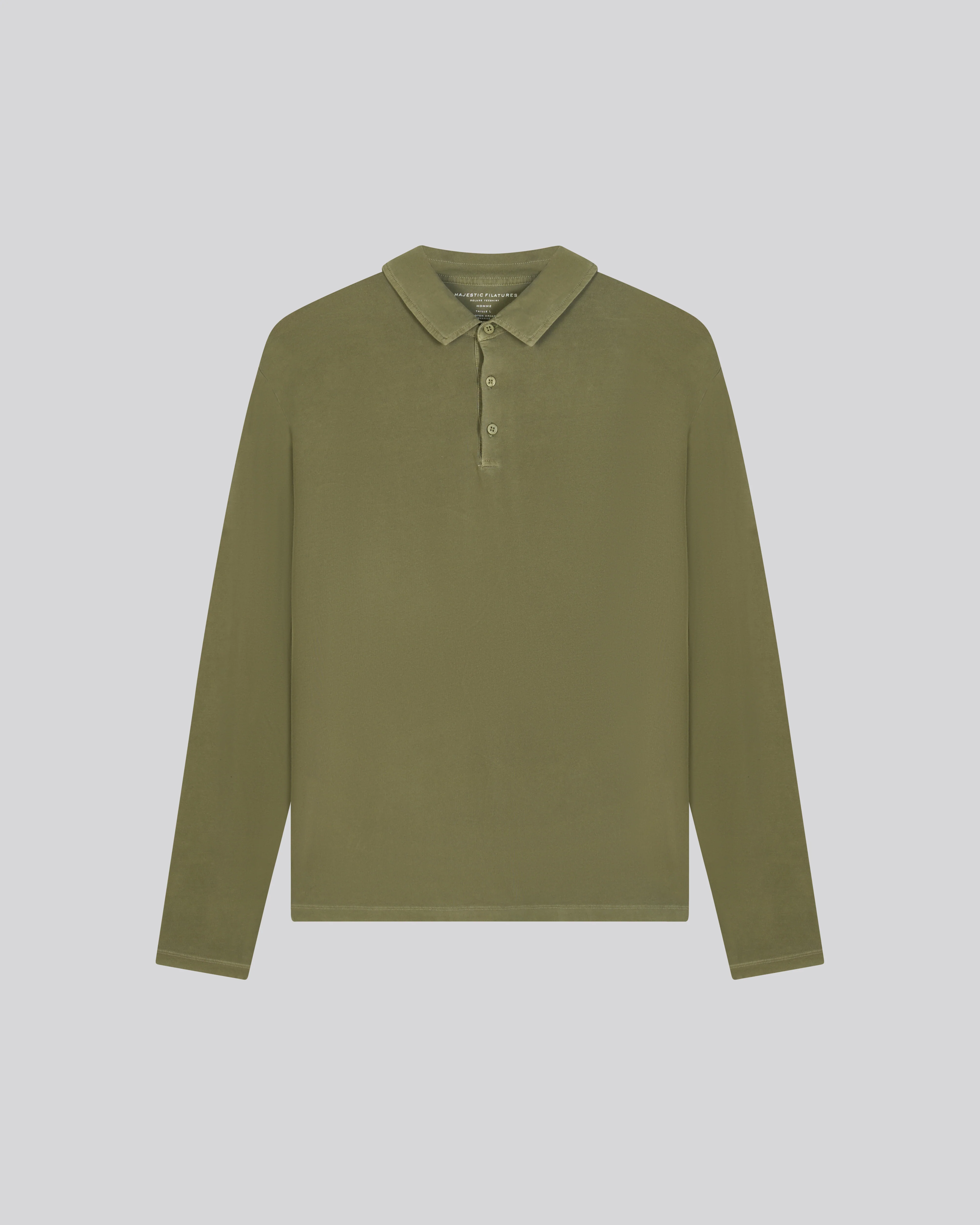Polo Vert Polo Manches Longues en Coton / Elasthanne