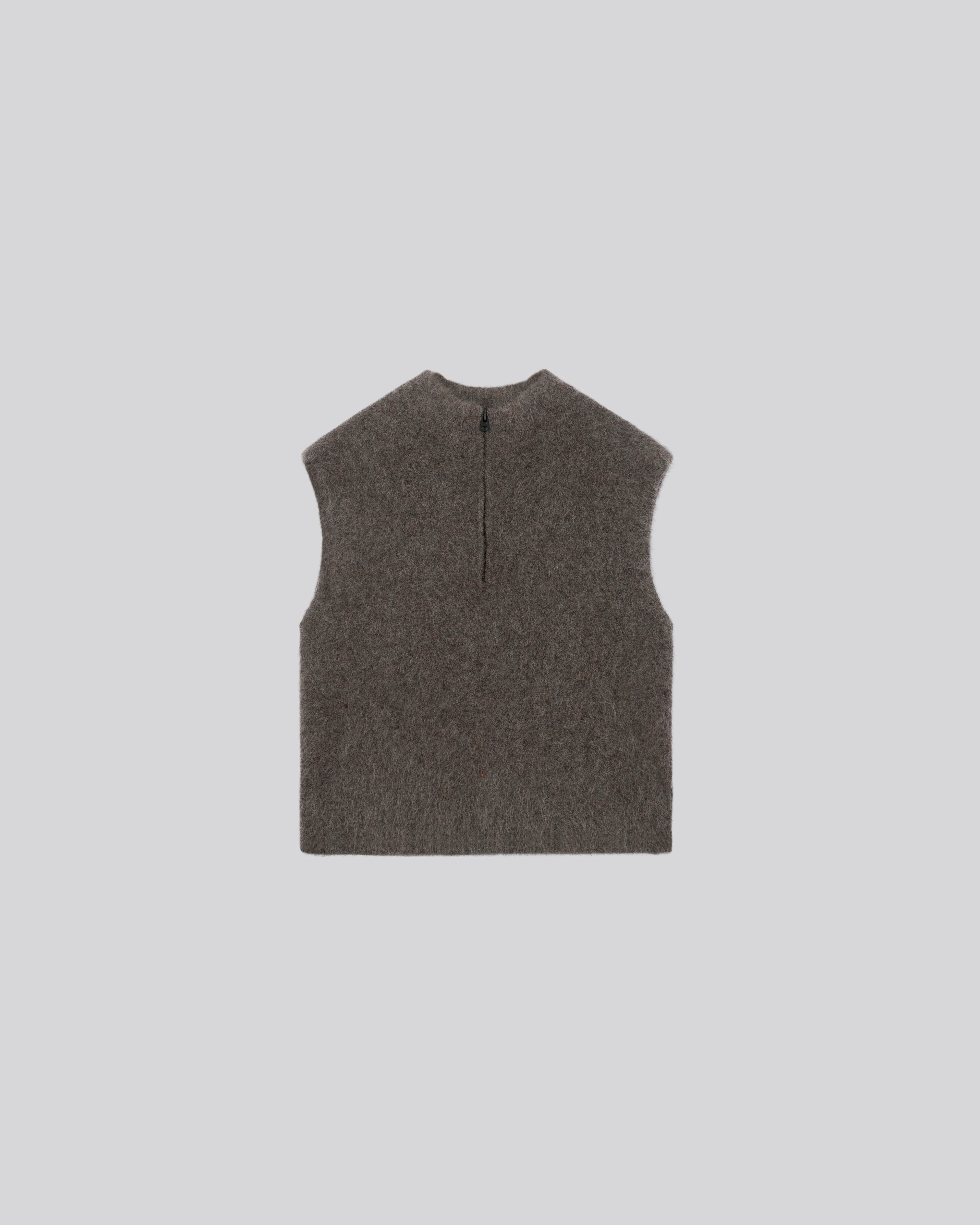 Pull Marron Col Montant Sans Manches en Alpaga / Polyamide / Elasthanne - Image 6