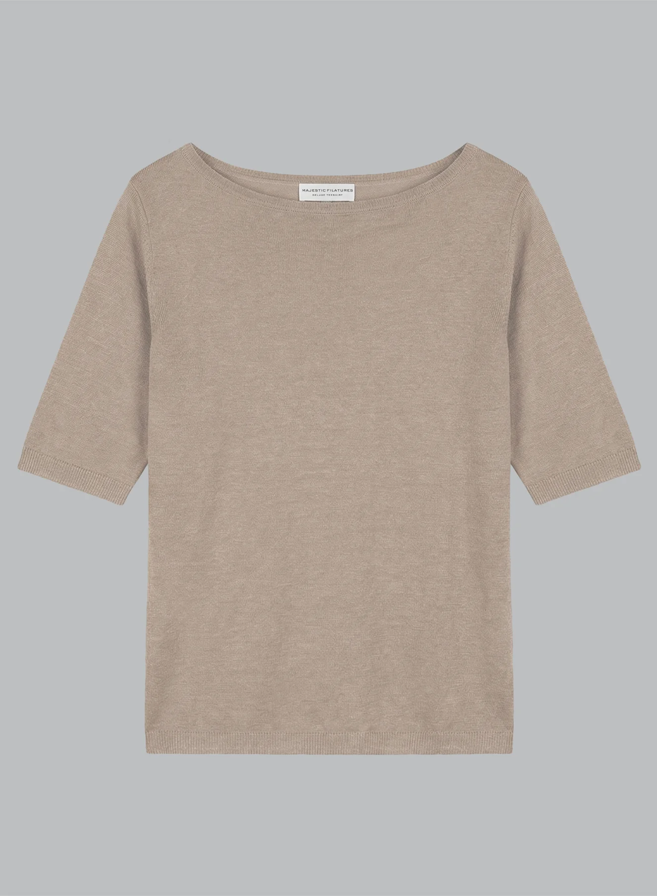 Pull Beige Col Rond Manches Courtes en Lin - Image 6