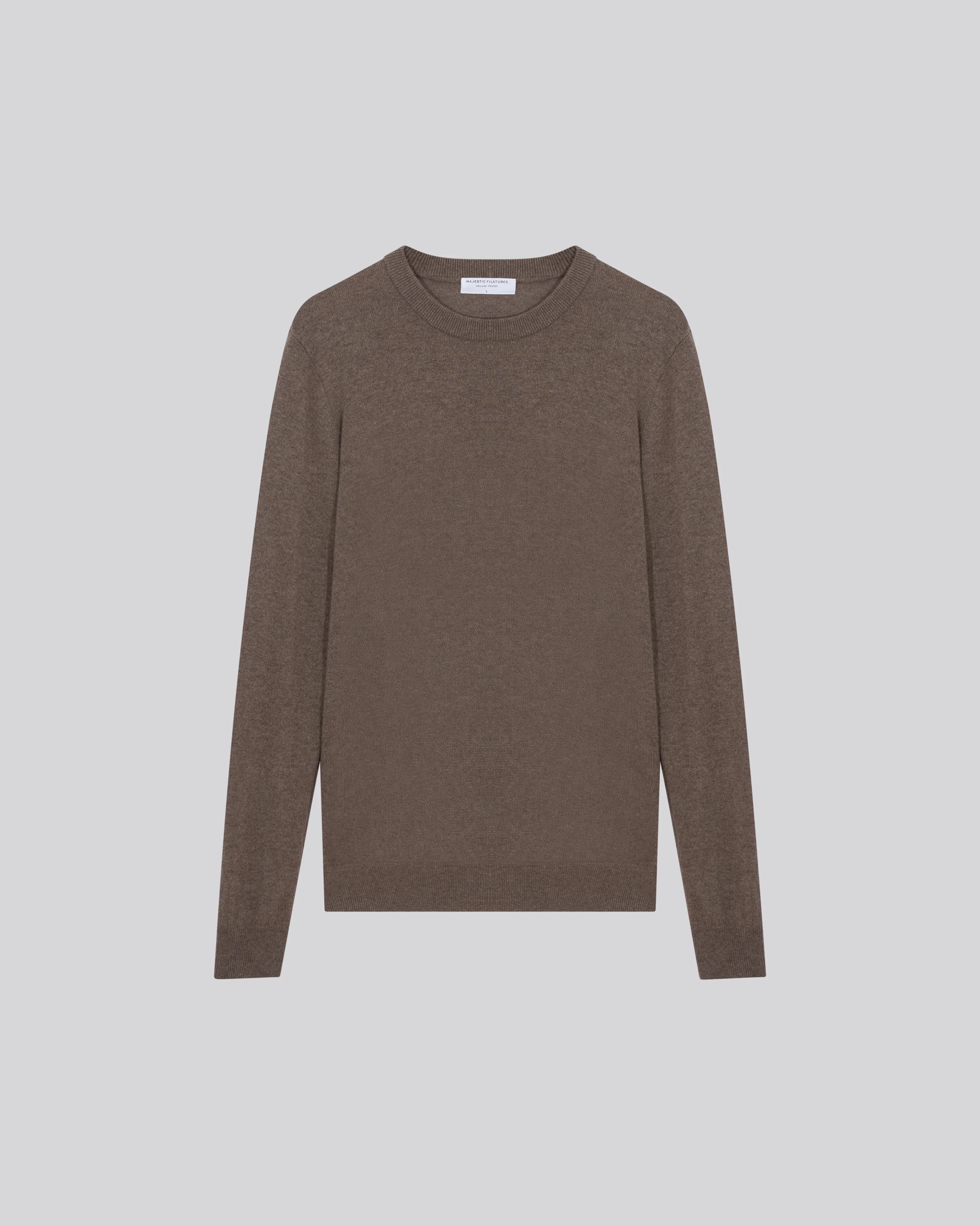 Pull Marron Col Rond Manches Longues en Cachemire - Image 6