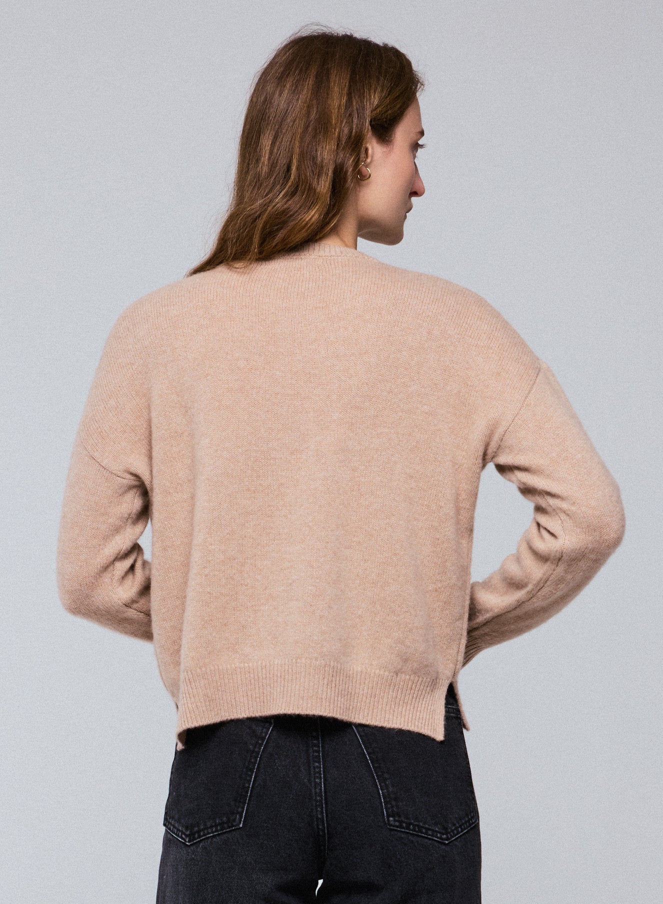 Pull Beige Col Rond Manches Longues en Laine / Cachemire - Image 5