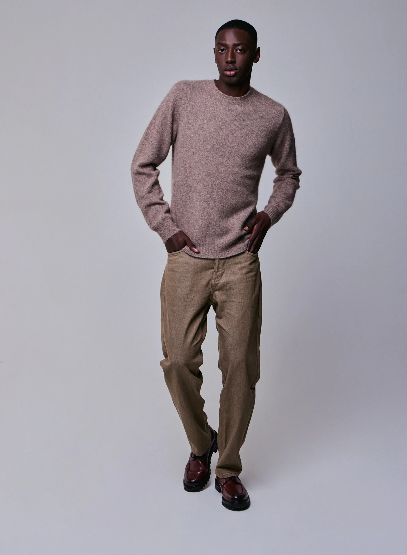 Pull Beige Col Rond Manches Longues en Laine / Fox / Polyamide - Image 3