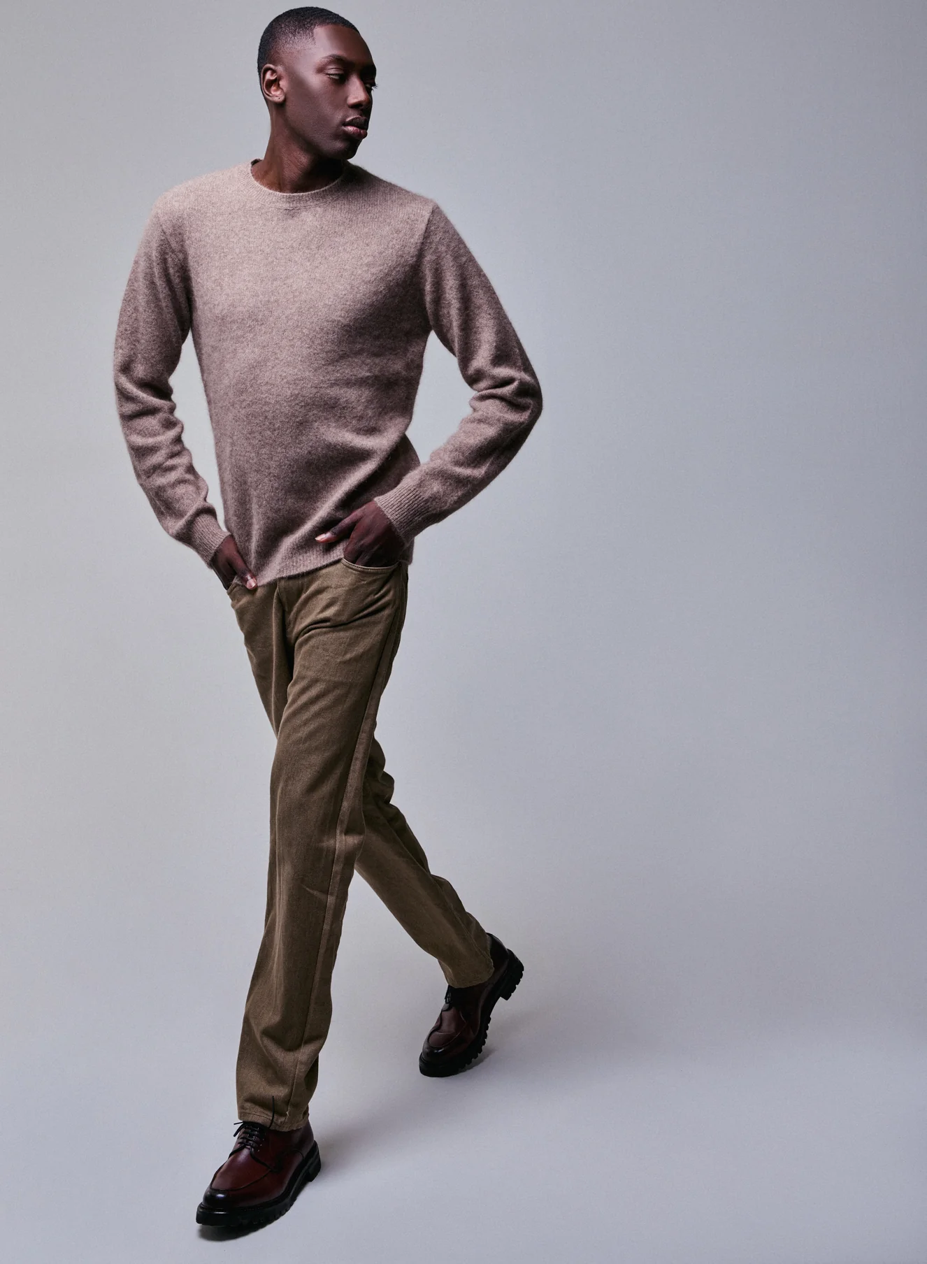 Pull Beige Col Rond Manches Longues en Laine / Fox / Polyamide - Image 5