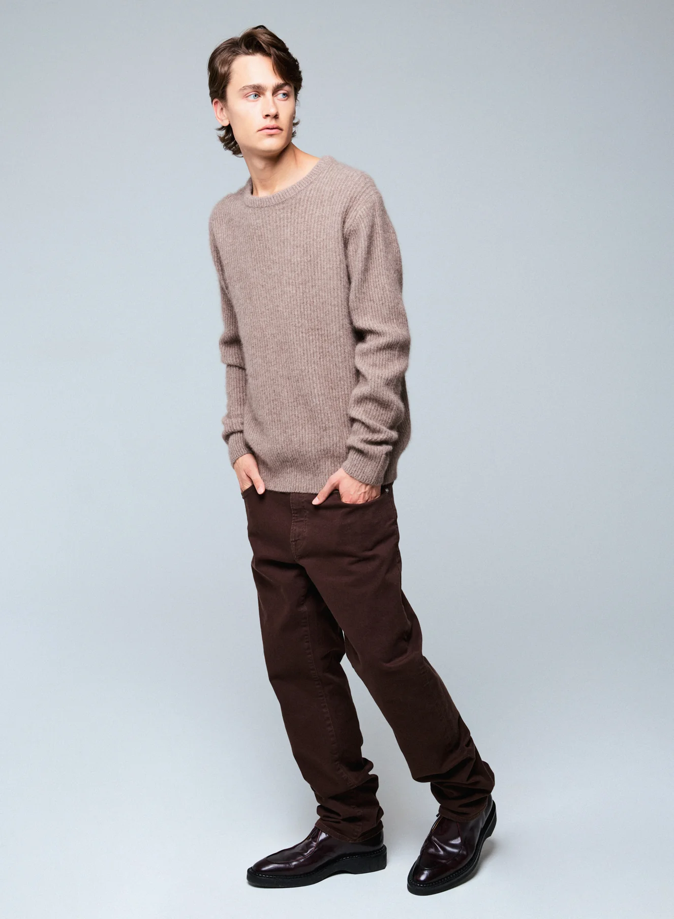 Pull Beige Col Rond Manches Longues en Laine / Fox / Polyamide - Image 4
