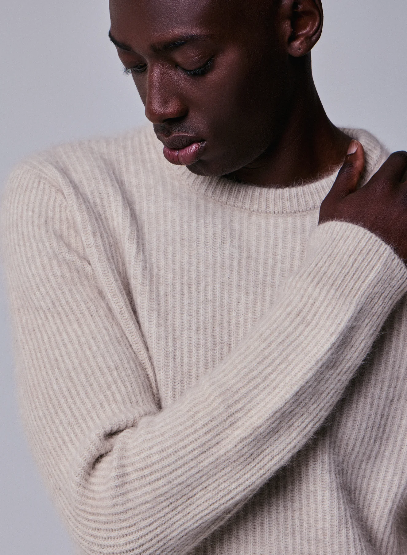 Pull Beige Col Rond Manches Longues en Laine / Fox / Polyamide - Image 4