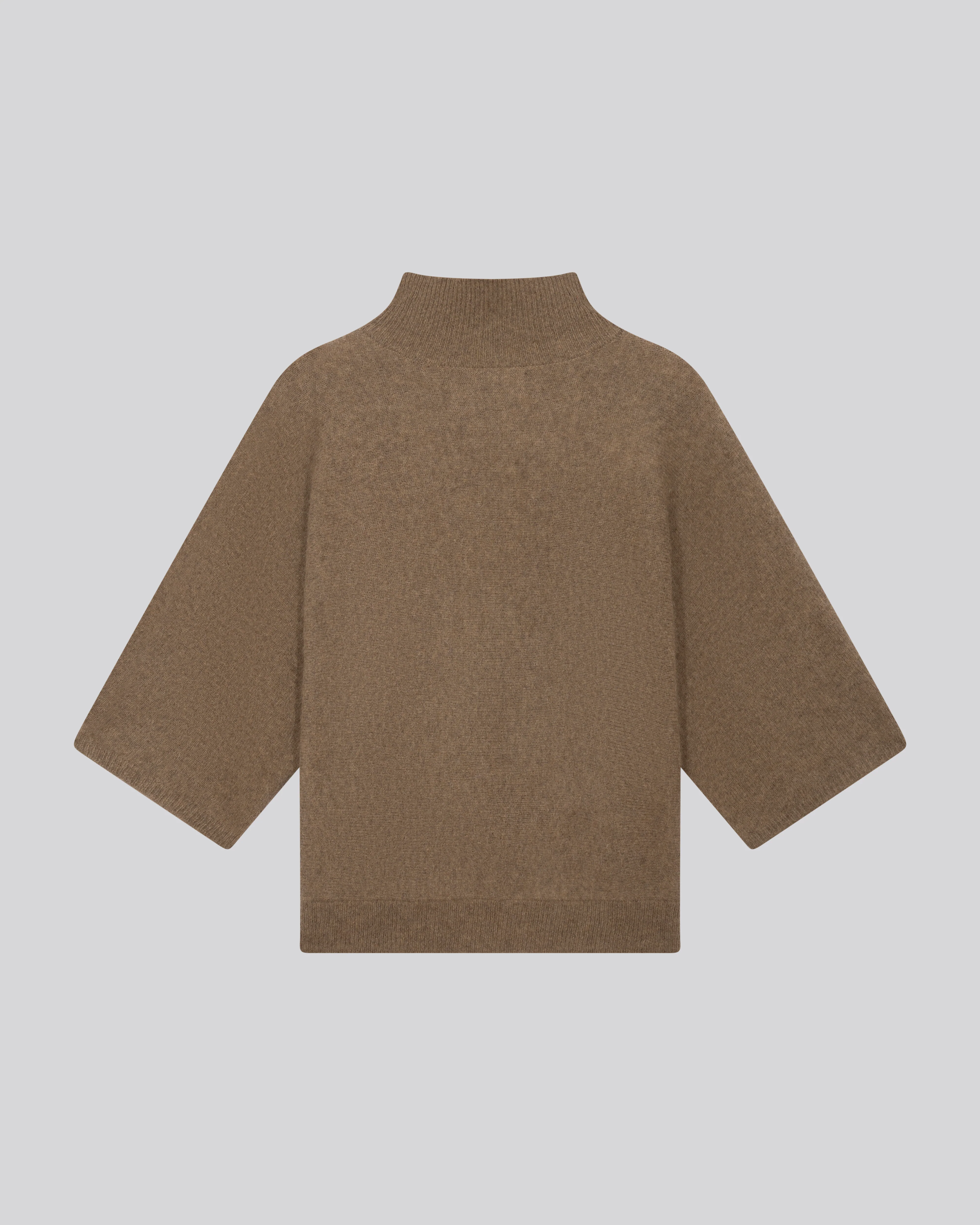 Pull Beige Col Roulé Manches Kimono en Raccoon / Polyamide - Image 6