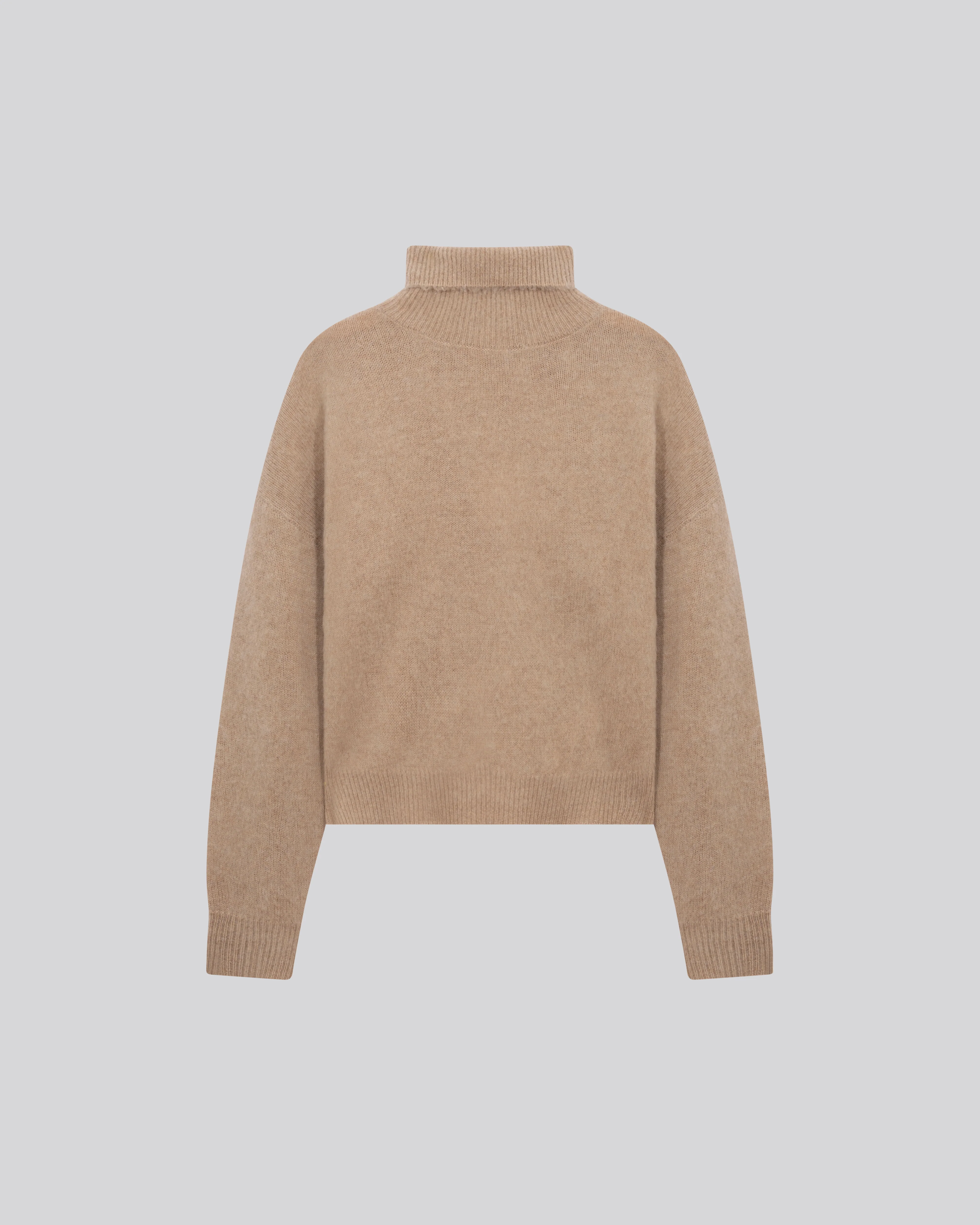 Pull Beige Col Roulé Manches Longues en Laine / Cachemire - Image 5