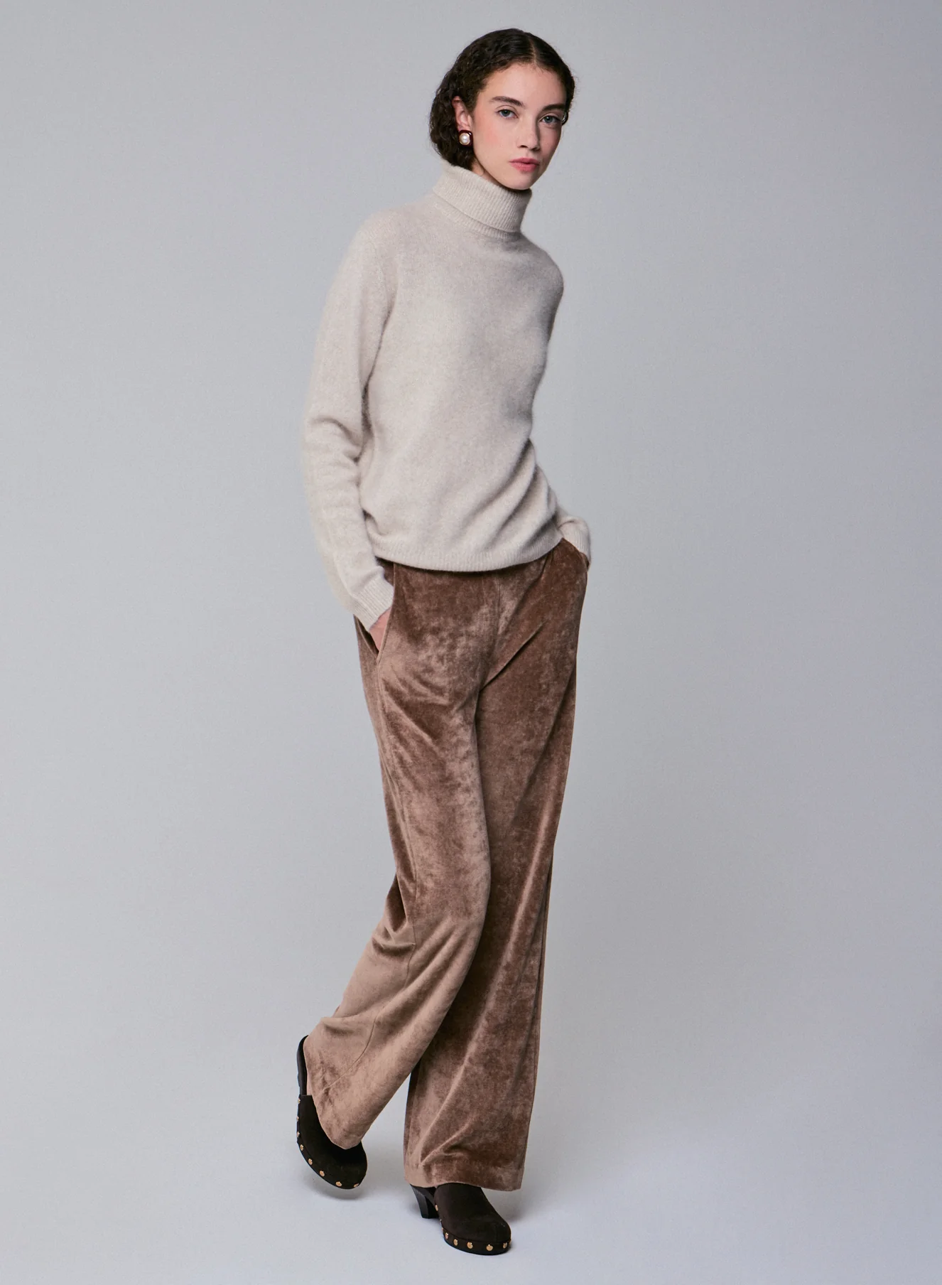 Pull Beige Col Roulé Manches Longues en Laine / Fox / Polyamide - Image 4