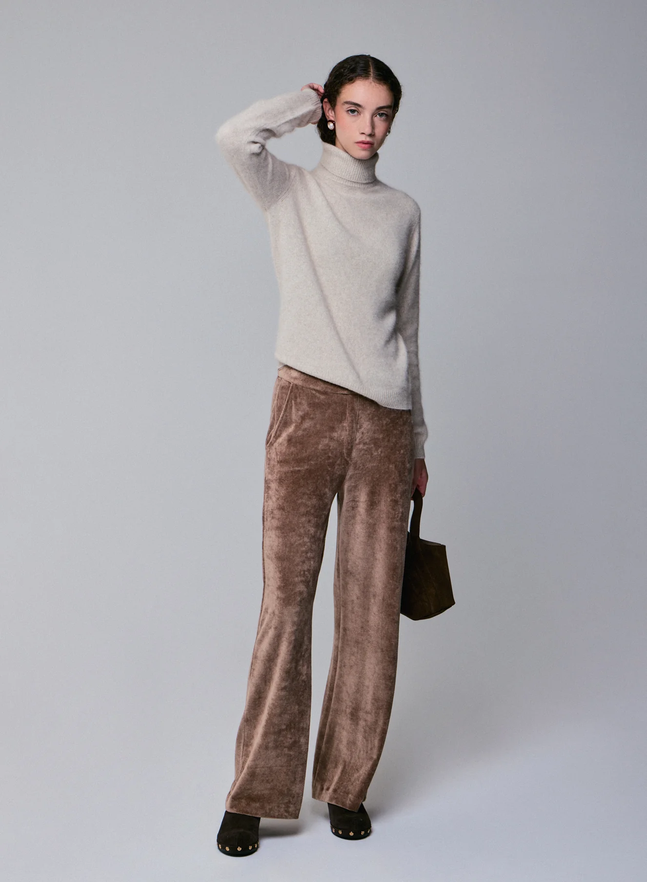 Pull Beige Col Roulé Manches Longues en Laine / Fox / Polyamide - Image 6