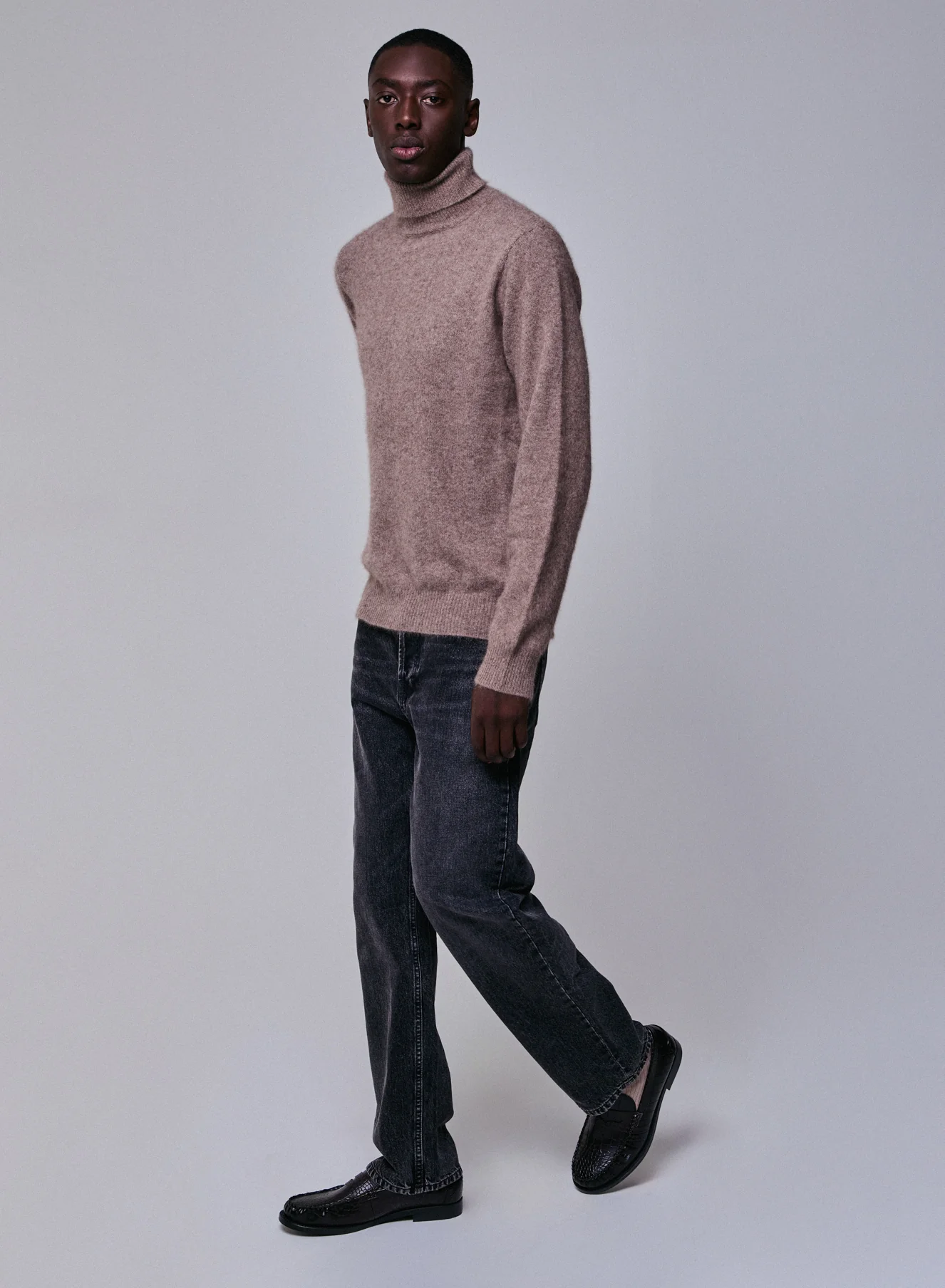 Pull Beige Col Roulé Manches Longues en Laine / Fox / Polyamide - Image 3