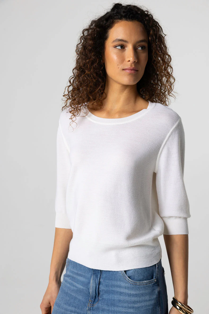 Pull Milk Col Rond Manches Coudes en Laine merinos extrafine - Image 4