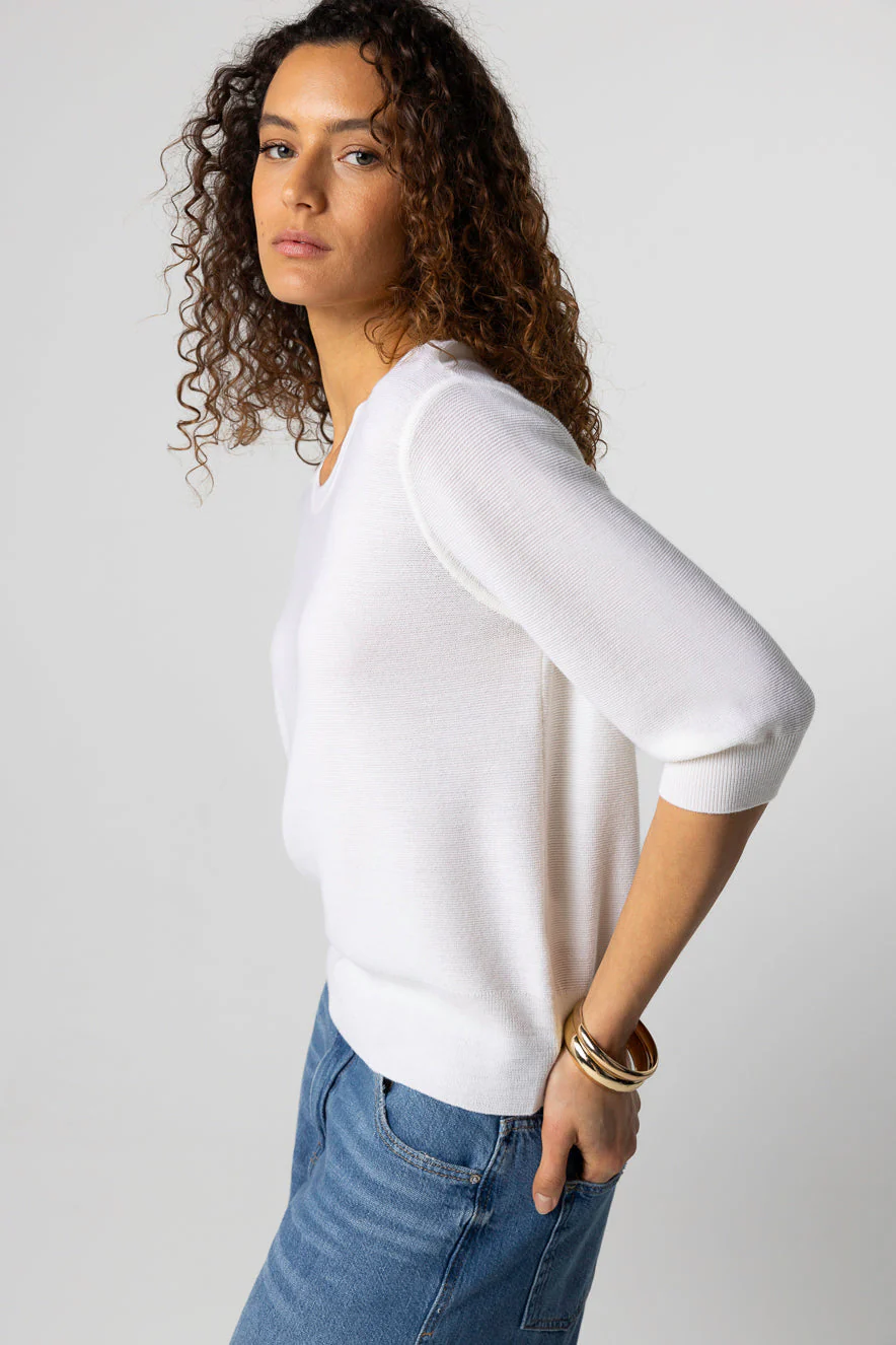 Pull Milk Col Rond Manches Coudes en Laine merinos extrafine - Image 5