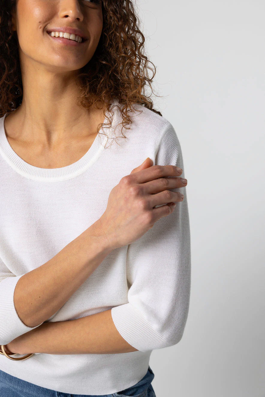 Pull Milk Col Rond Manches Coudes en Laine merinos extrafine - Image 7