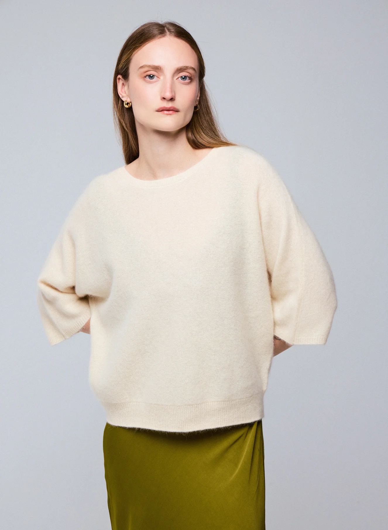 Pull Milk Col Rond Manches Kimono en Raccoon / Polyamide
