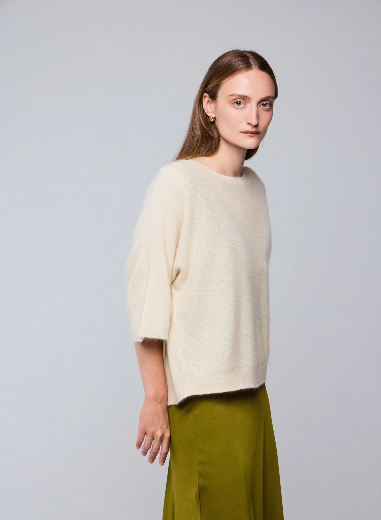 Pull Milk Col Rond Manches Kimono en Raccoon / Polyamide - Image 3