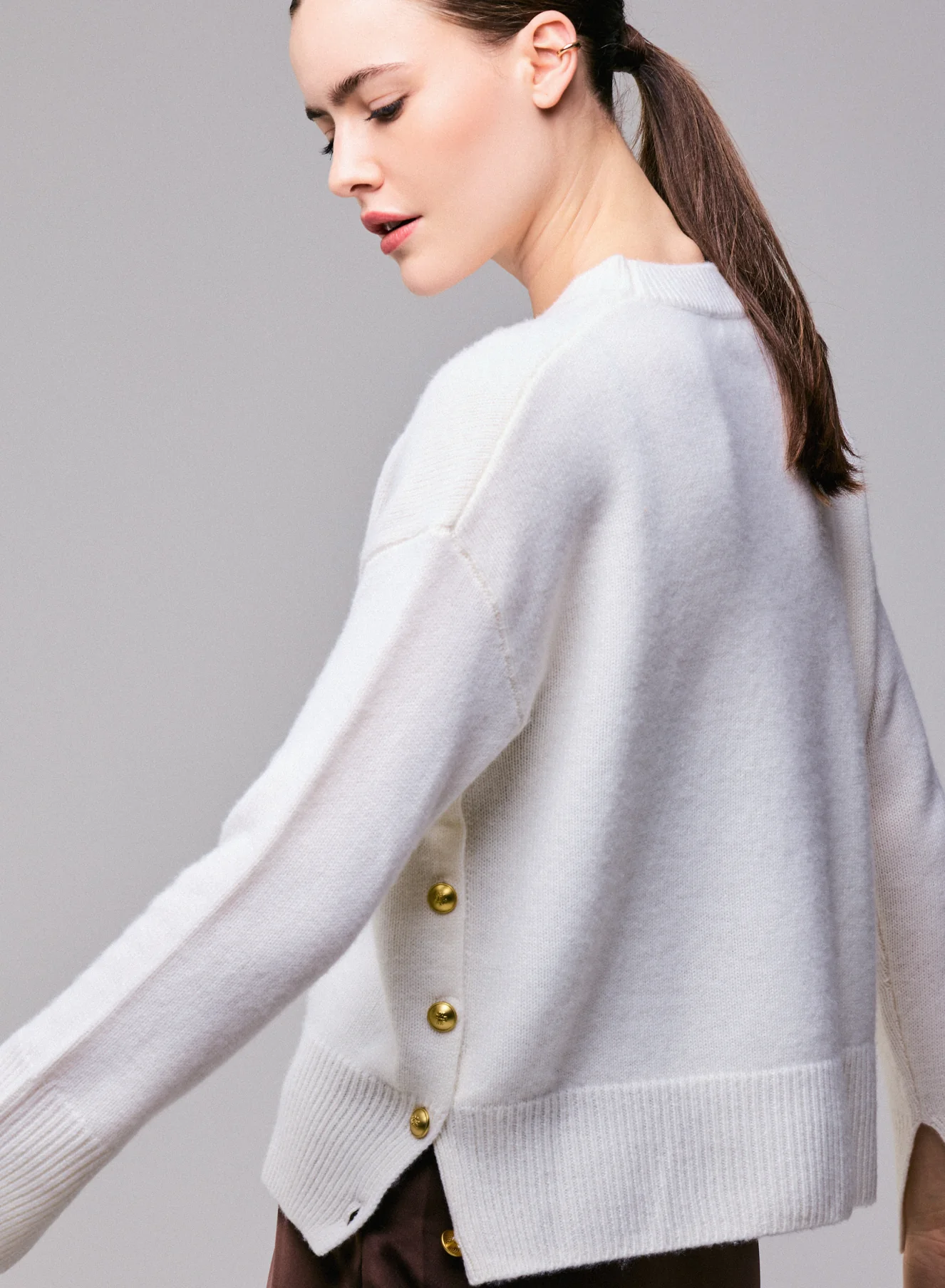 Pull Milk Col Rond Manches Longues en Laine / Cachemire - Image 3