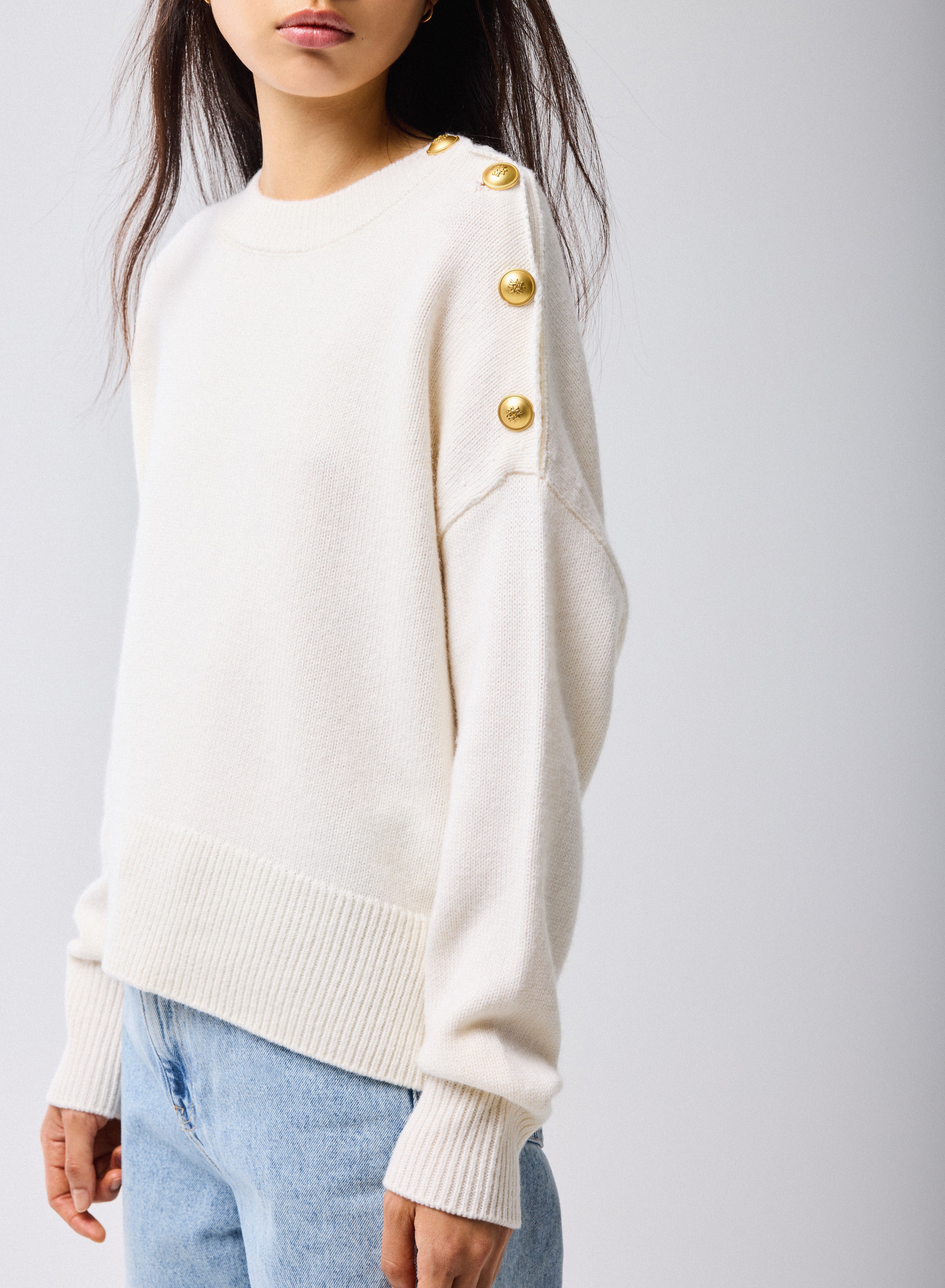 Pull Milk Col Rond Manches Longues en Laine / Cachemire - Image 3