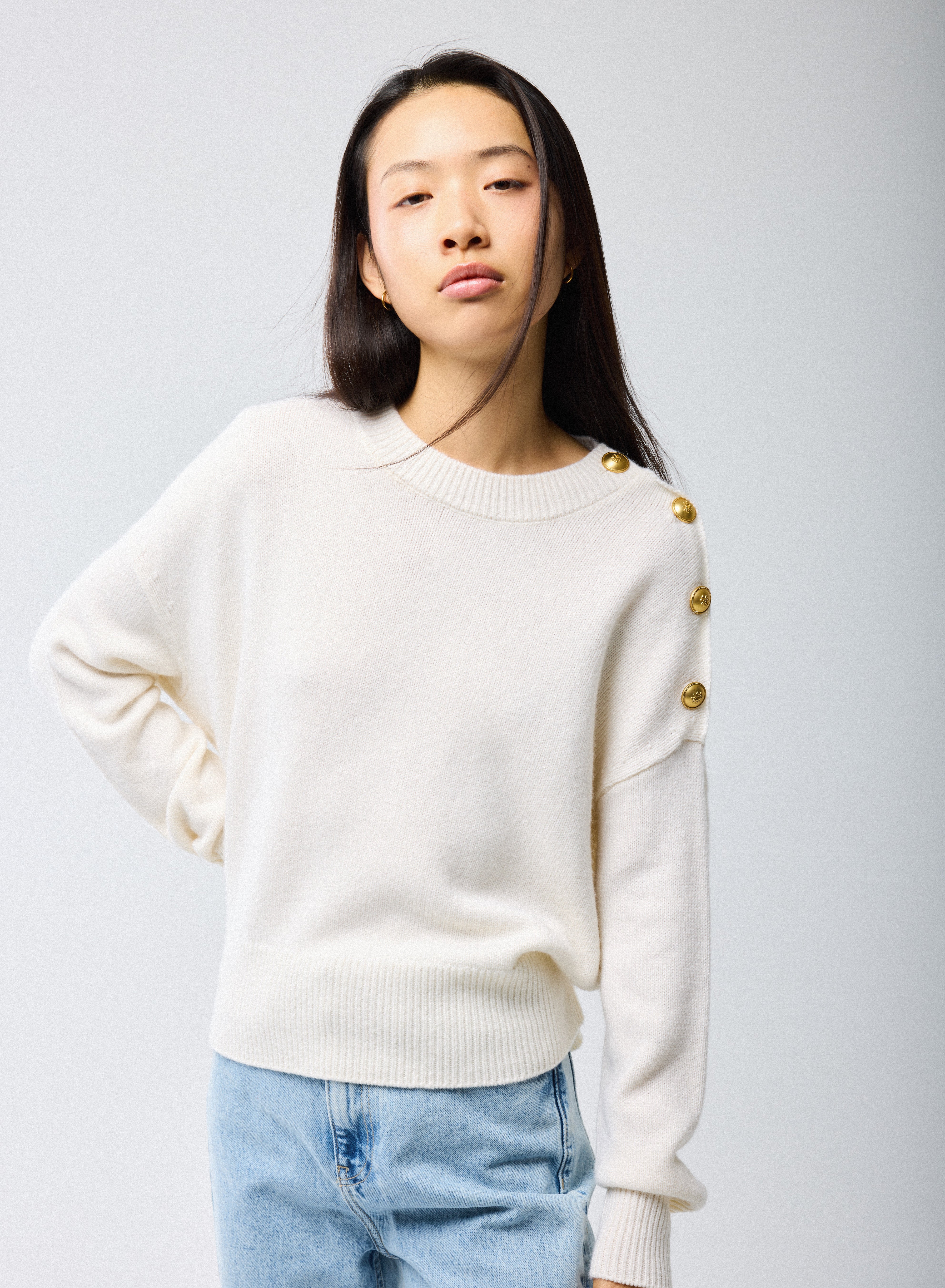 Pull Milk Col Rond Manches Longues en Laine / Cachemire - Image 5