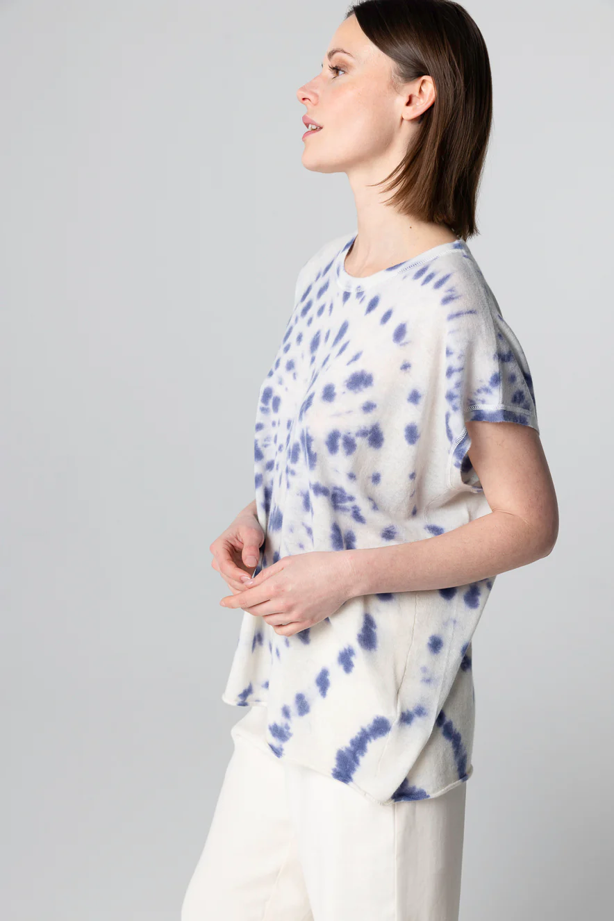 Pull Blue Moon Tie-dye Col Rond Sans Manches en Cachemire - Image 3