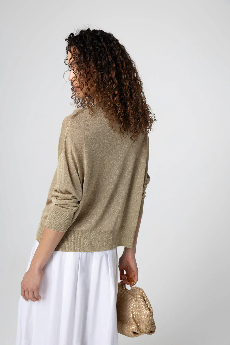Pull Doré Col Rond Manches Longues en Acetate / Fibre métallisée / Polyamide - Image 5