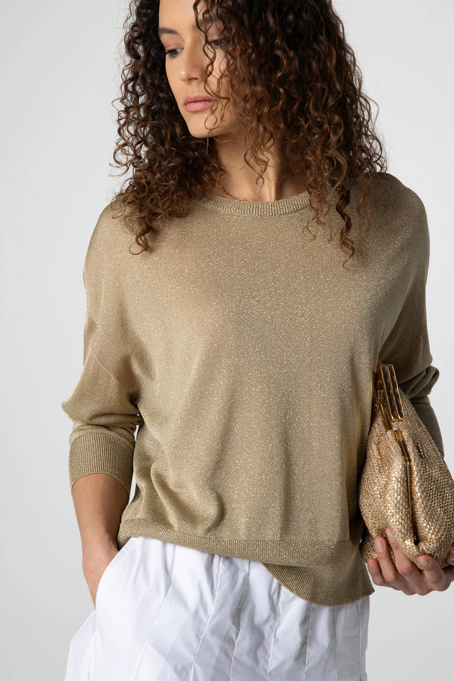Pull Doré Col Rond Manches Longues en Acetate / Fibre métallisée / Polyamide - Image 6