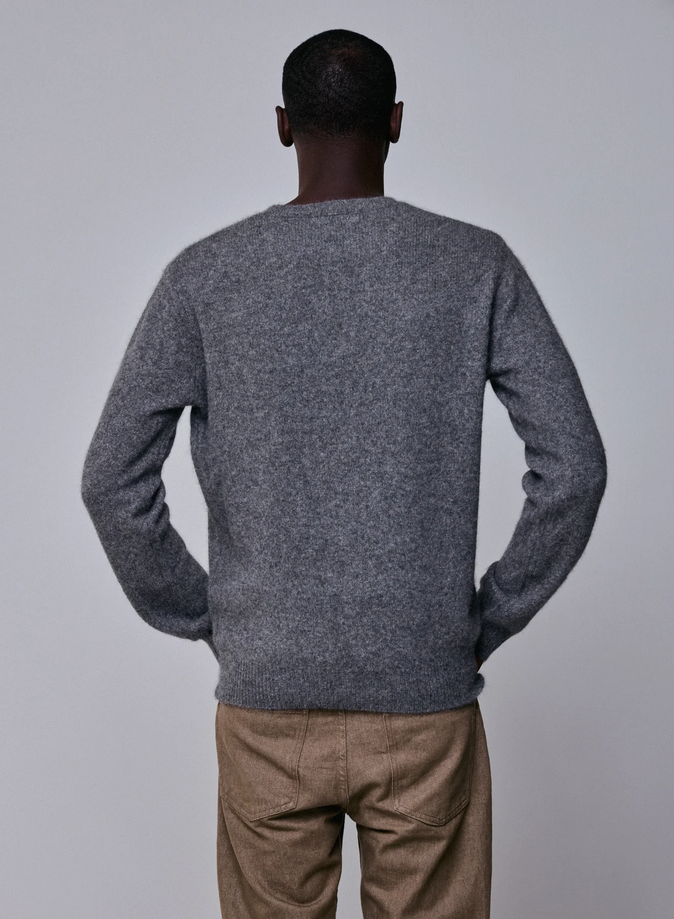 Pull Gris Col Rond Manches Longues en Laine / Fox / Polyamide - Image 5