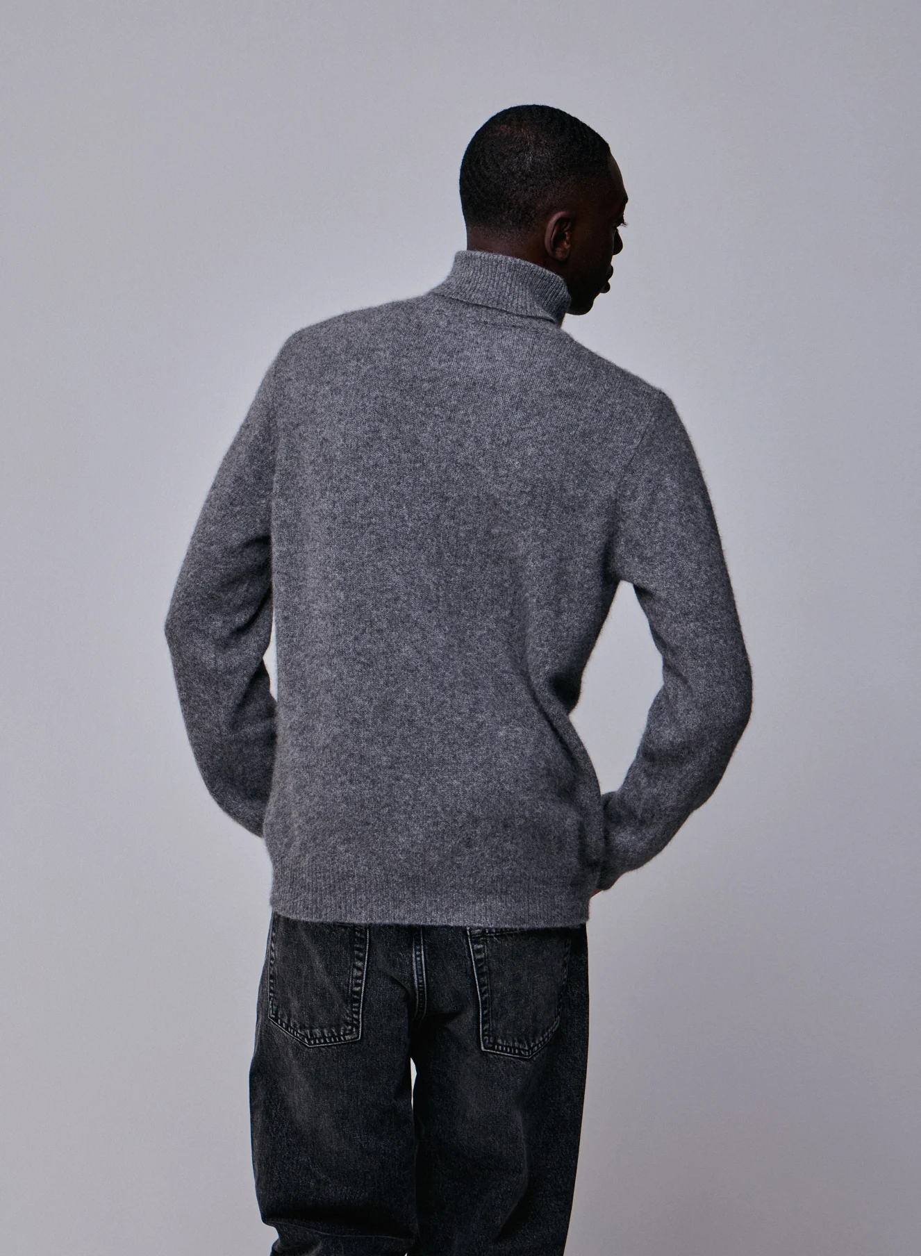 Pull Gris Col Roulé Manches Longues en Laine / Fox / Polyamide - Image 5