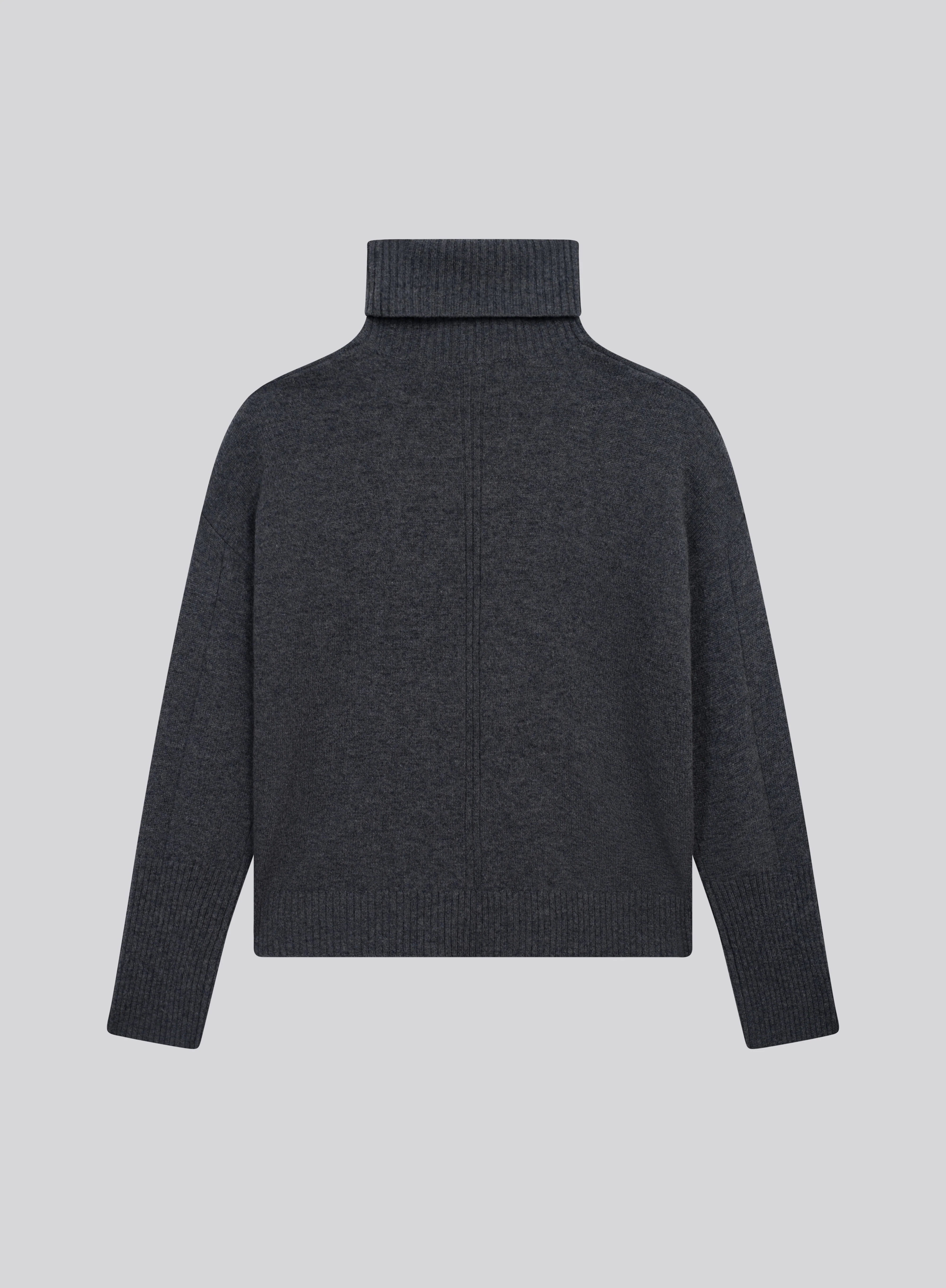 Pull Gris Col Roulé Manches Longues en Laine merinos - Image 6