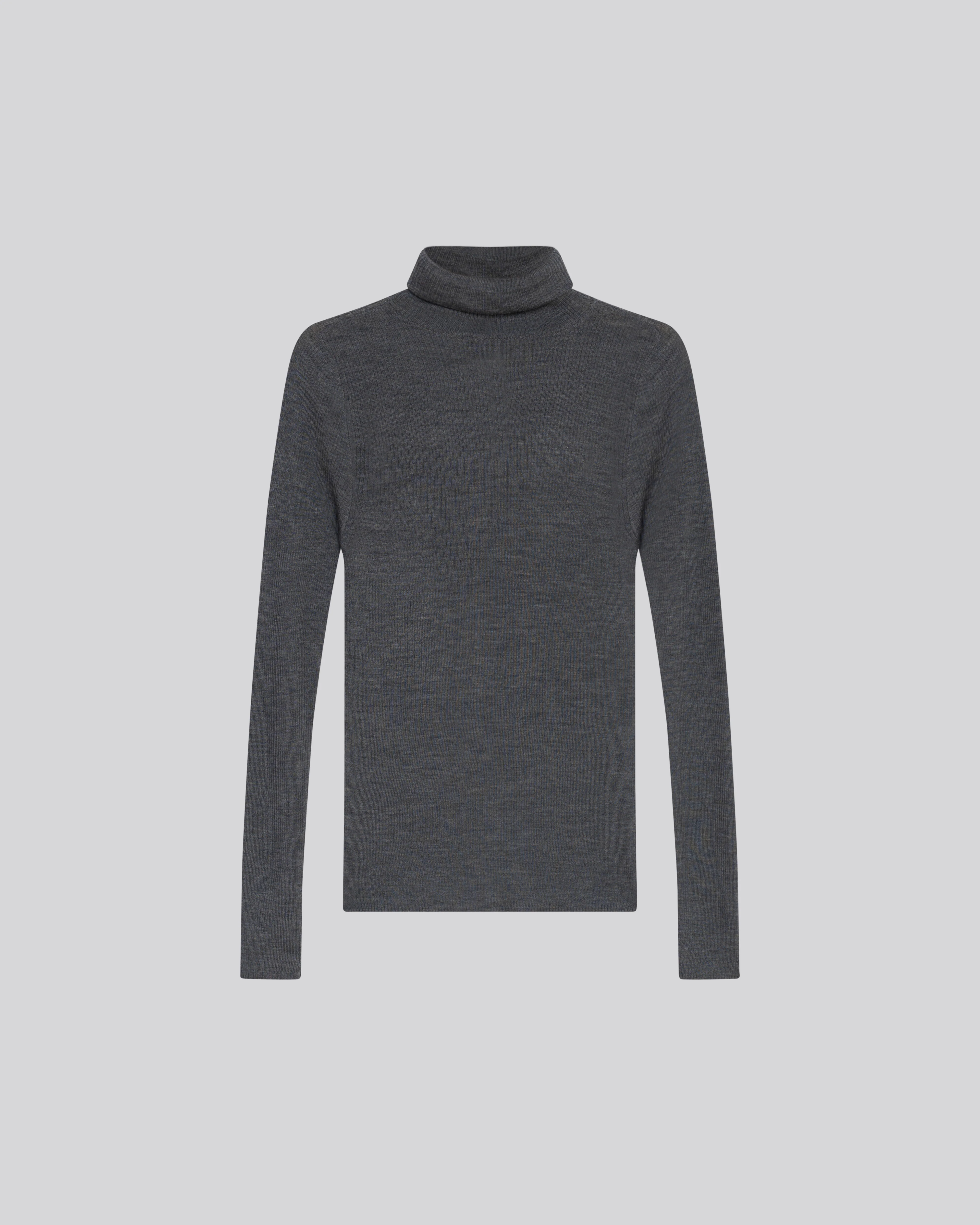 Pull Gris Col Roulé Manches Longues en Laine mérinos - Image 6