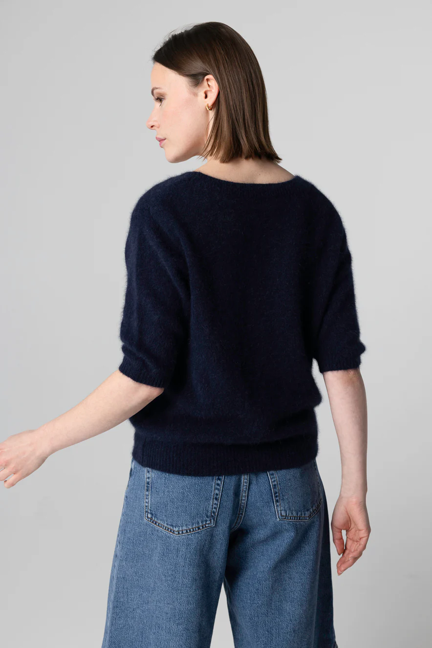 Pull Marine Col Rond Manches Coudes en Laine / Fox / Polyamide - Image 4