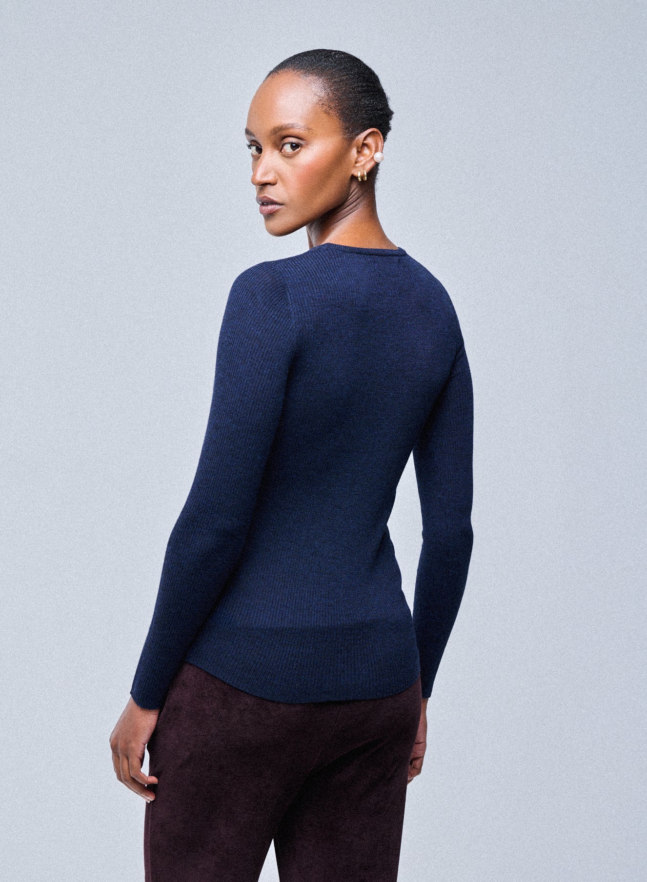 Pull Marine Col Rond Manches Longues en Laine merinos - Image 3