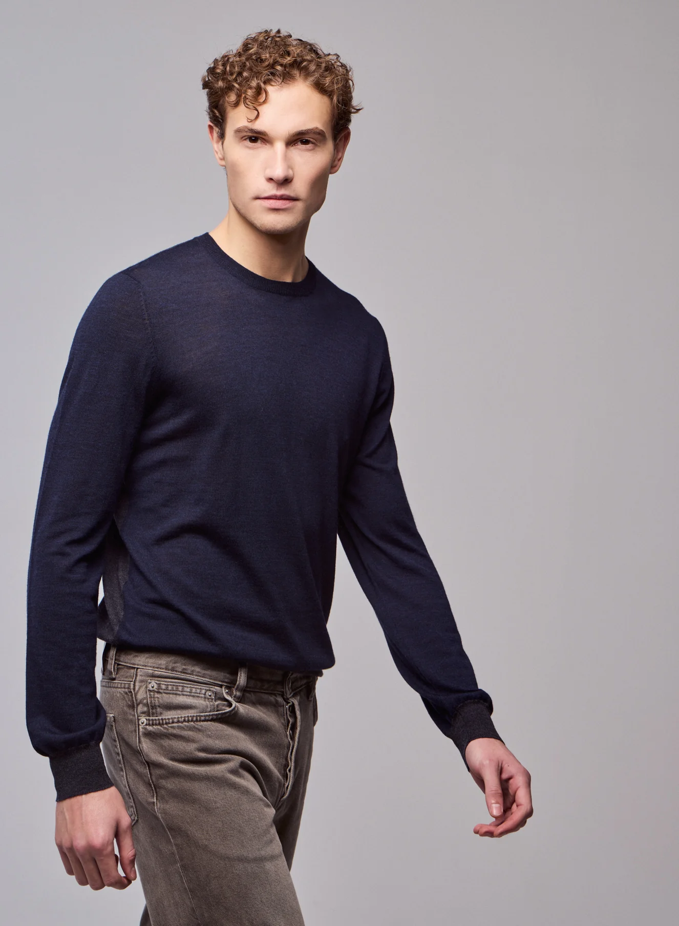 Pull Marine Col Rond Manches Longues en Laine merinos - Image 2