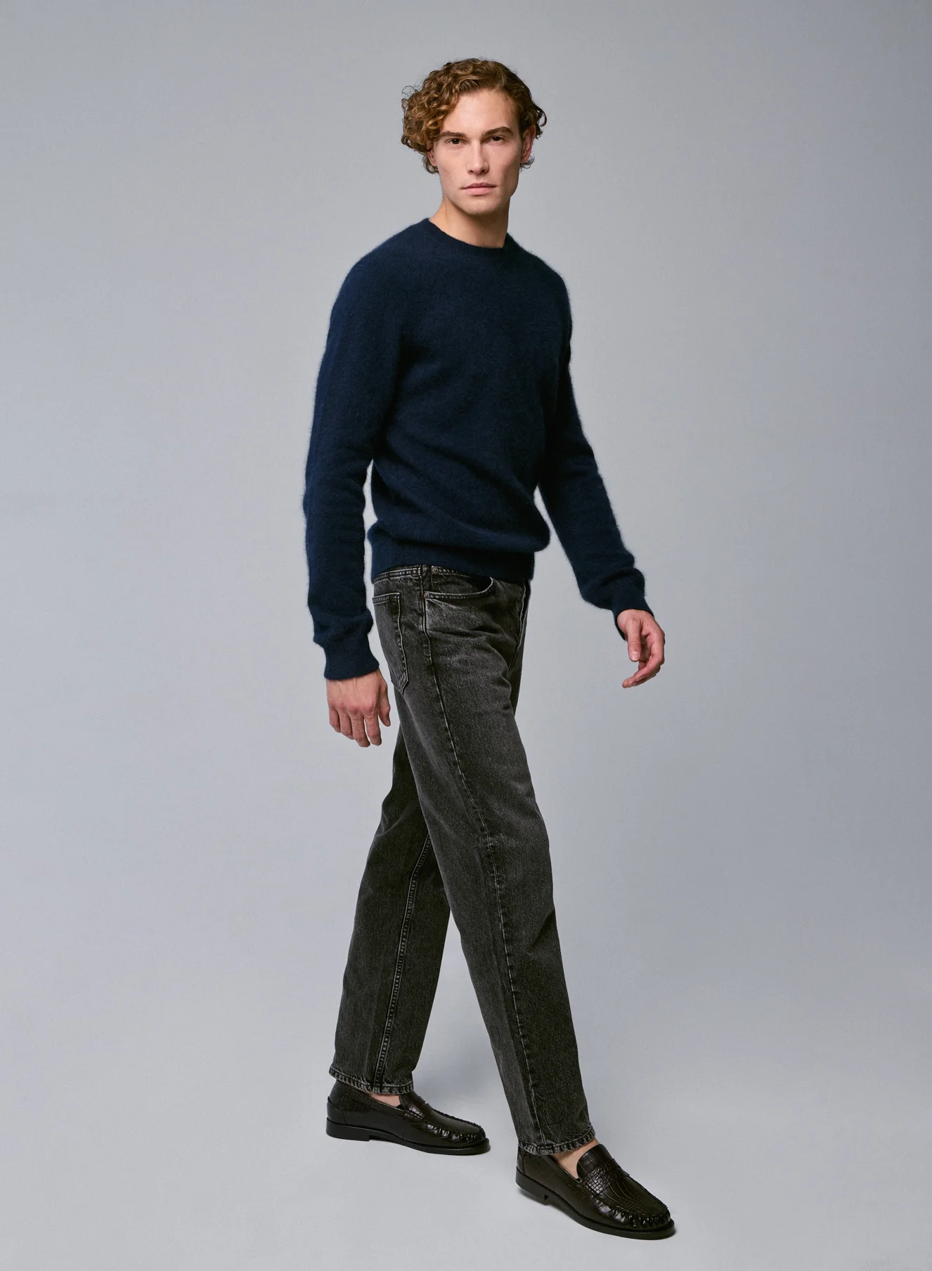 Pull Marine Col Rond Manches Longues en Raccon wool / Polyamide - Image 3
