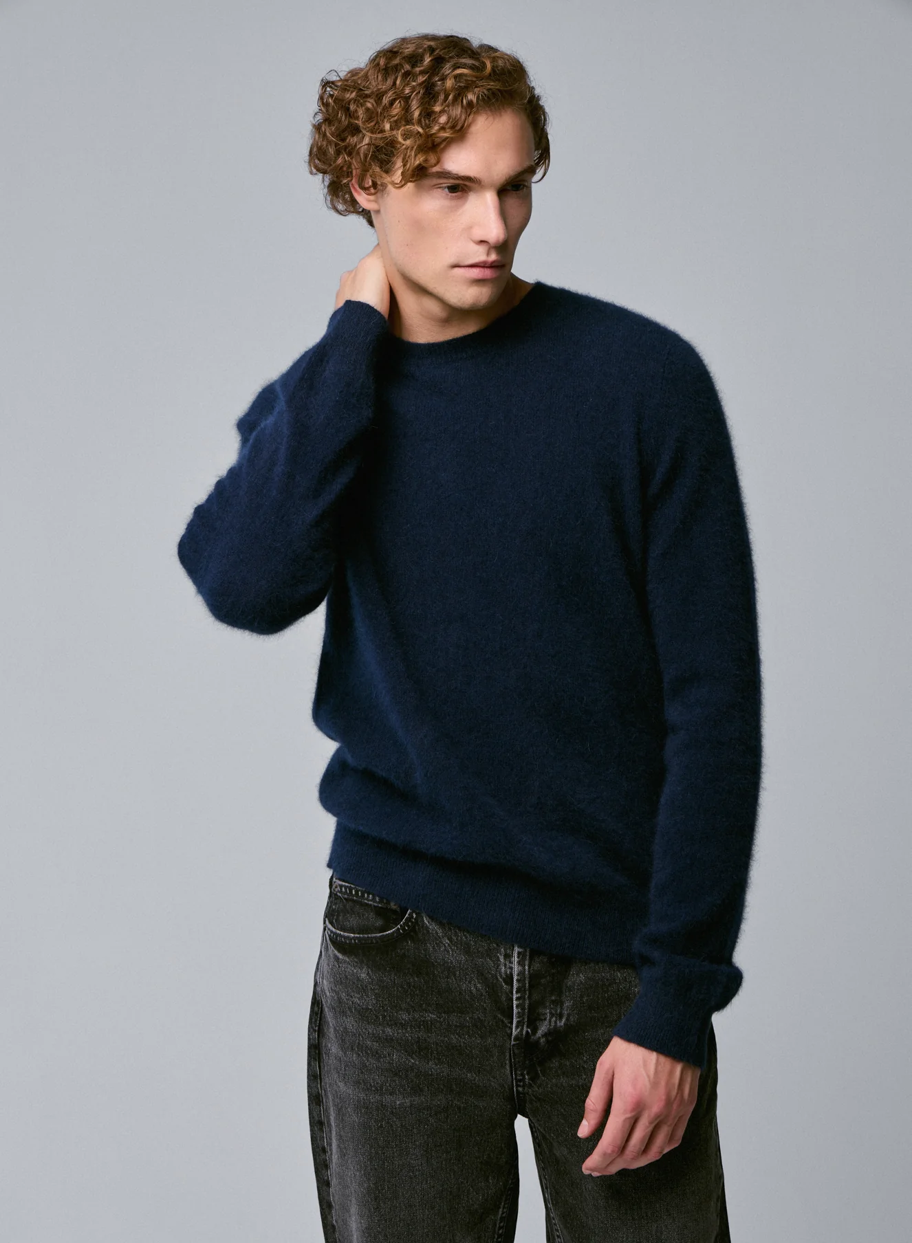 Pull Marine Col Rond Manches Longues en Raccon wool / Polyamide - Image 4