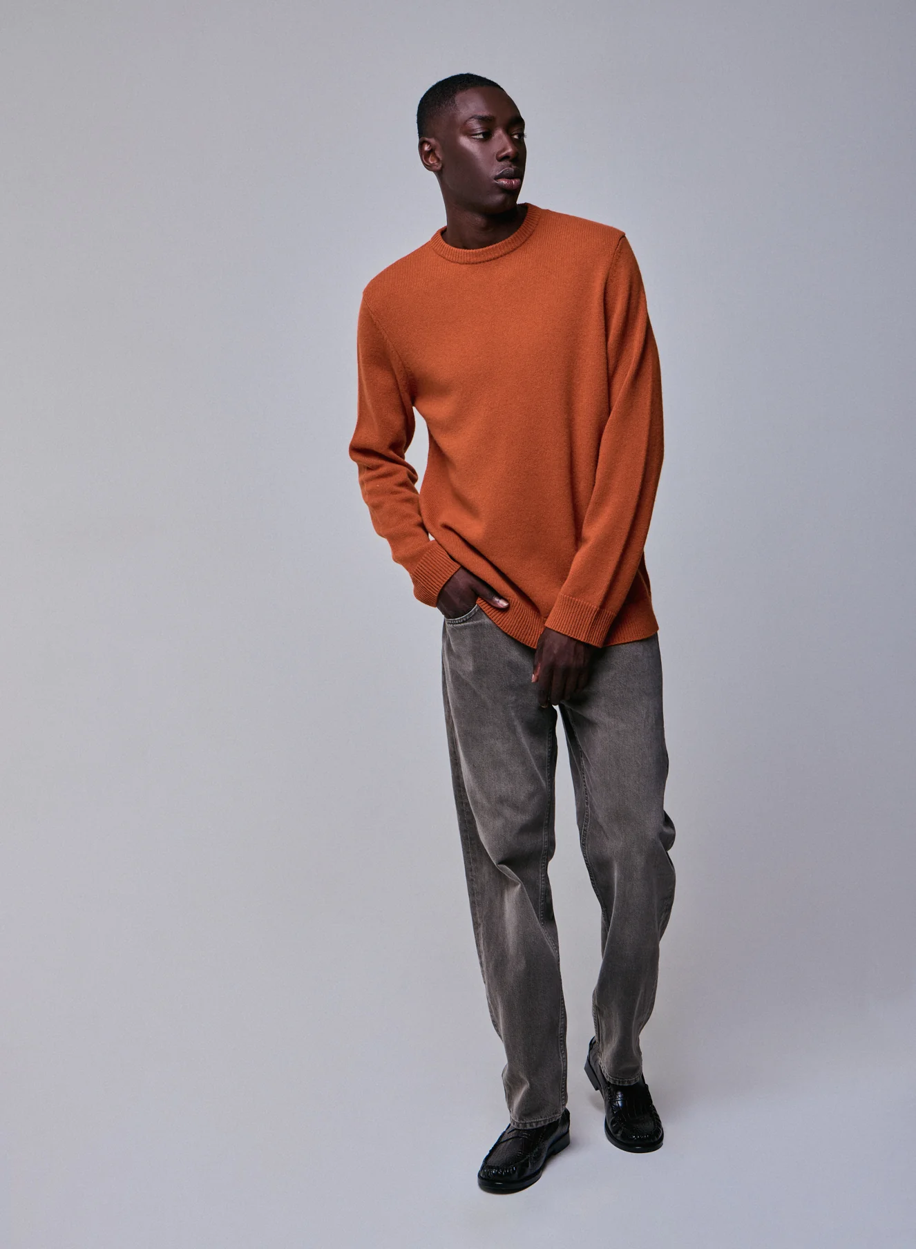 Pull Orange Col Rond Manches Longues en Laine merinos - Image 4