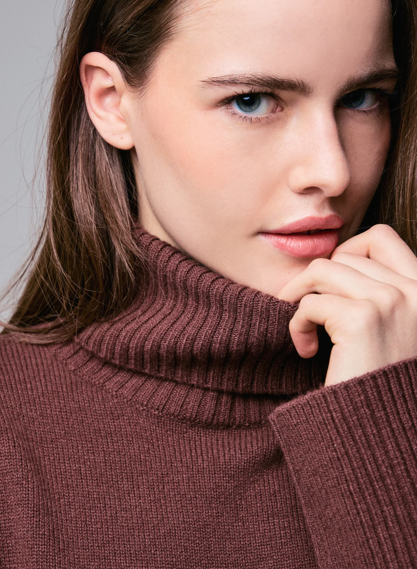 Pull Marron Col Roulé Manches Longues en Laine merinos - Image 2