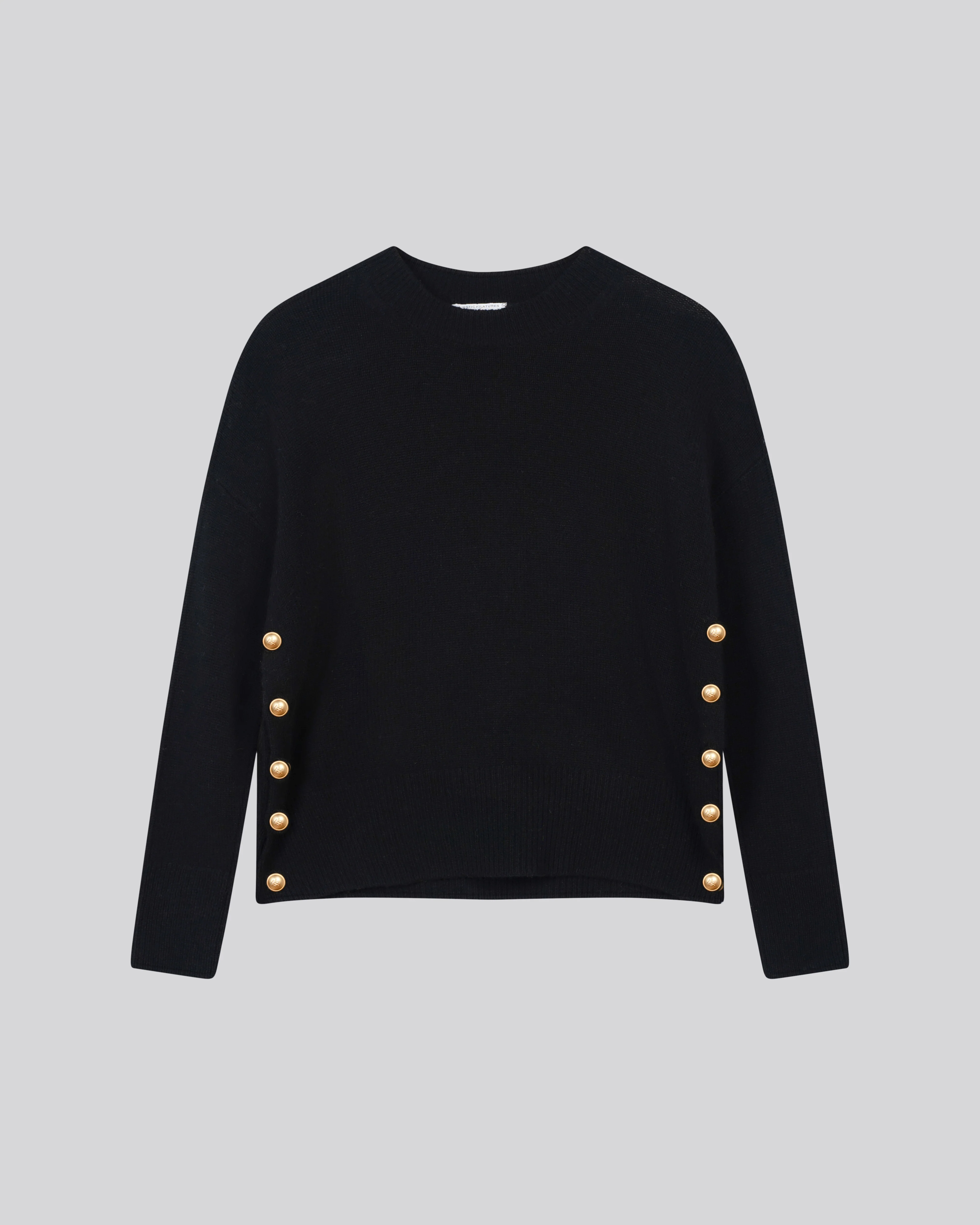 Pull Noir Col Rond Manches Longues en Laine / Cachemire - Image 6
