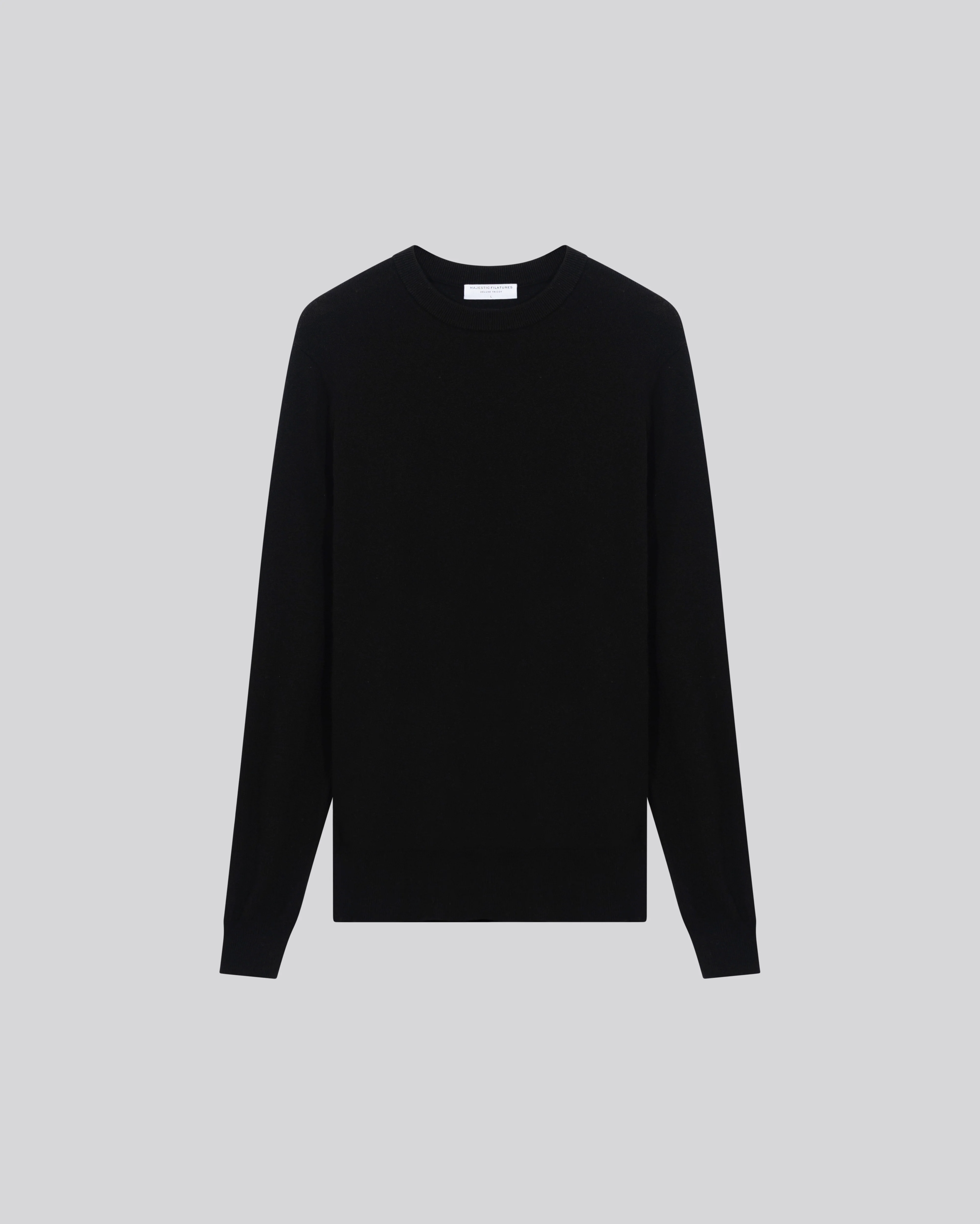 Pull Noir Col Rond Manches Longues en Cachemire - Image 6