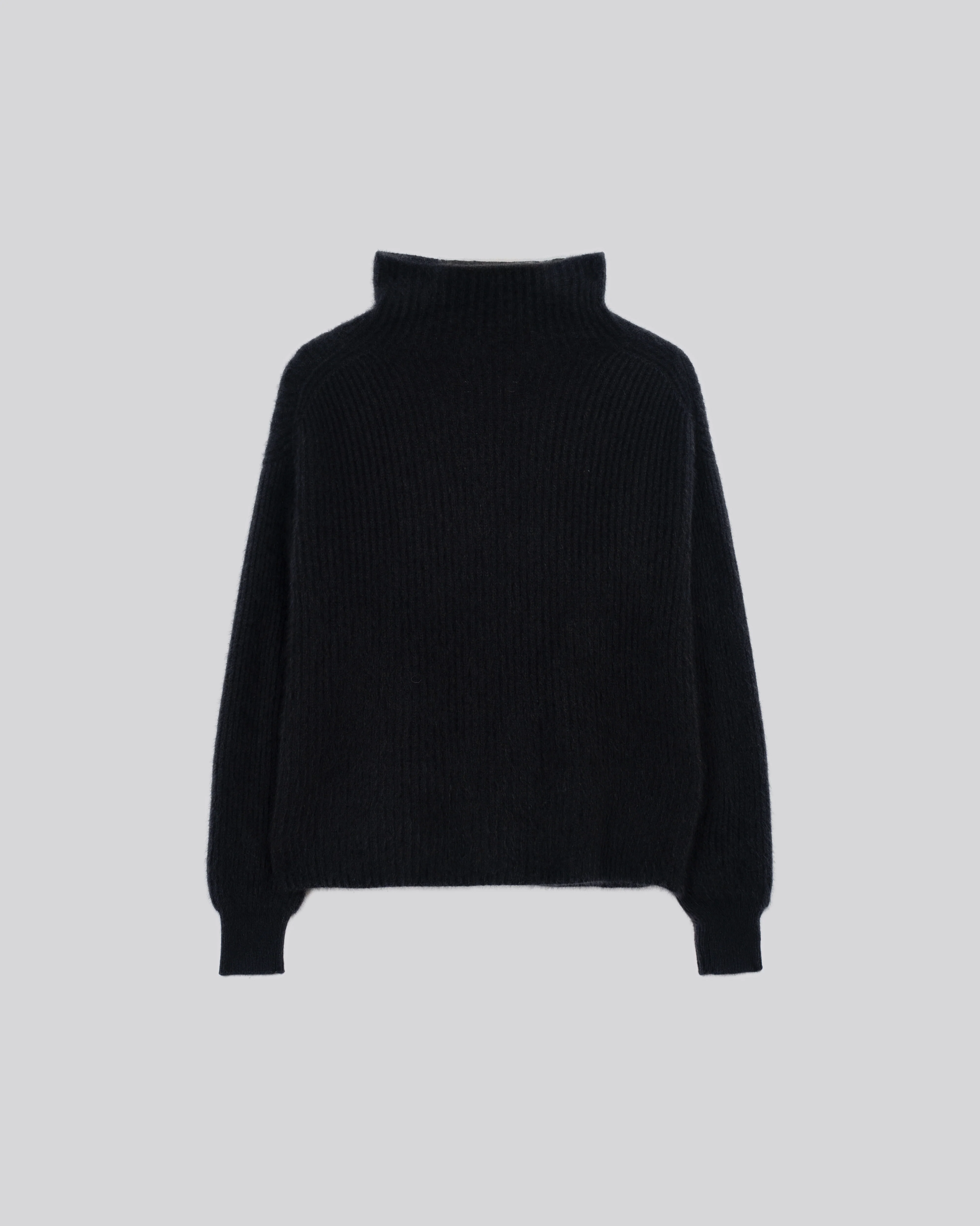 Pull Noir Col Roulé Manches Longues en Laine / Fox / Polyamide - Image 6