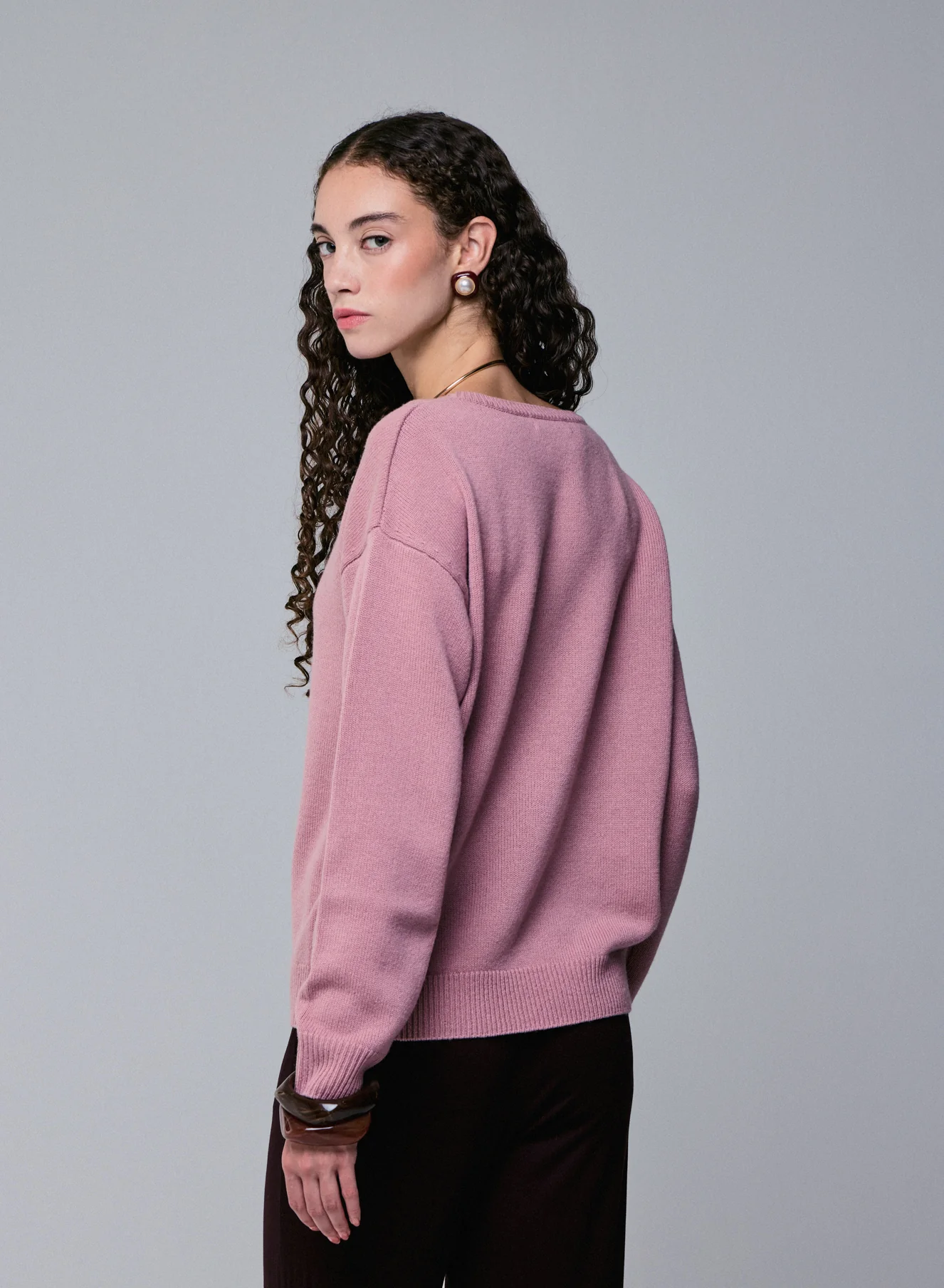 Pull Rose Col Rond Manches Longues en Laine merinos - Image 4