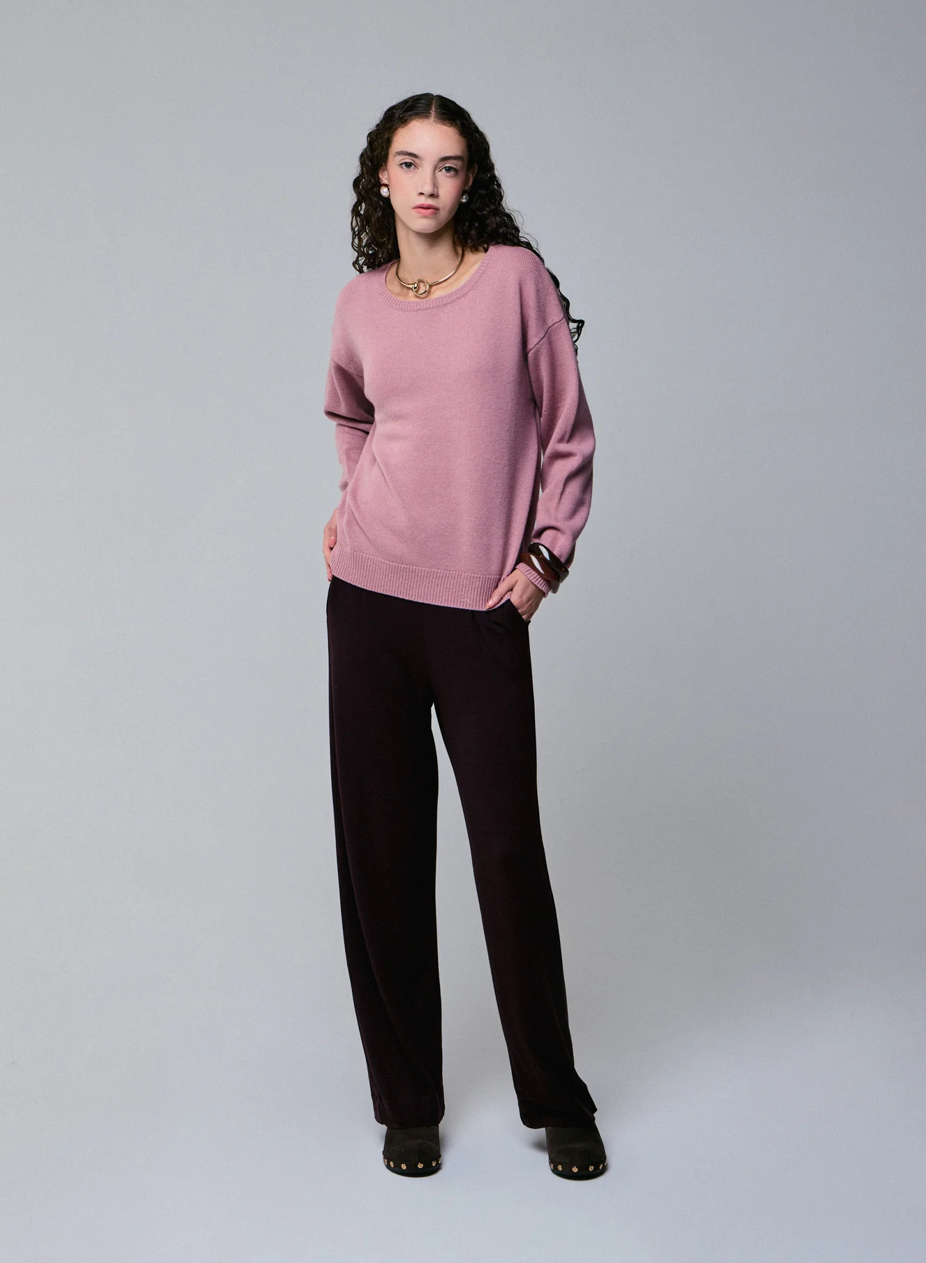 Pull Rose Col Rond Manches Longues en Laine merinos - Image 5