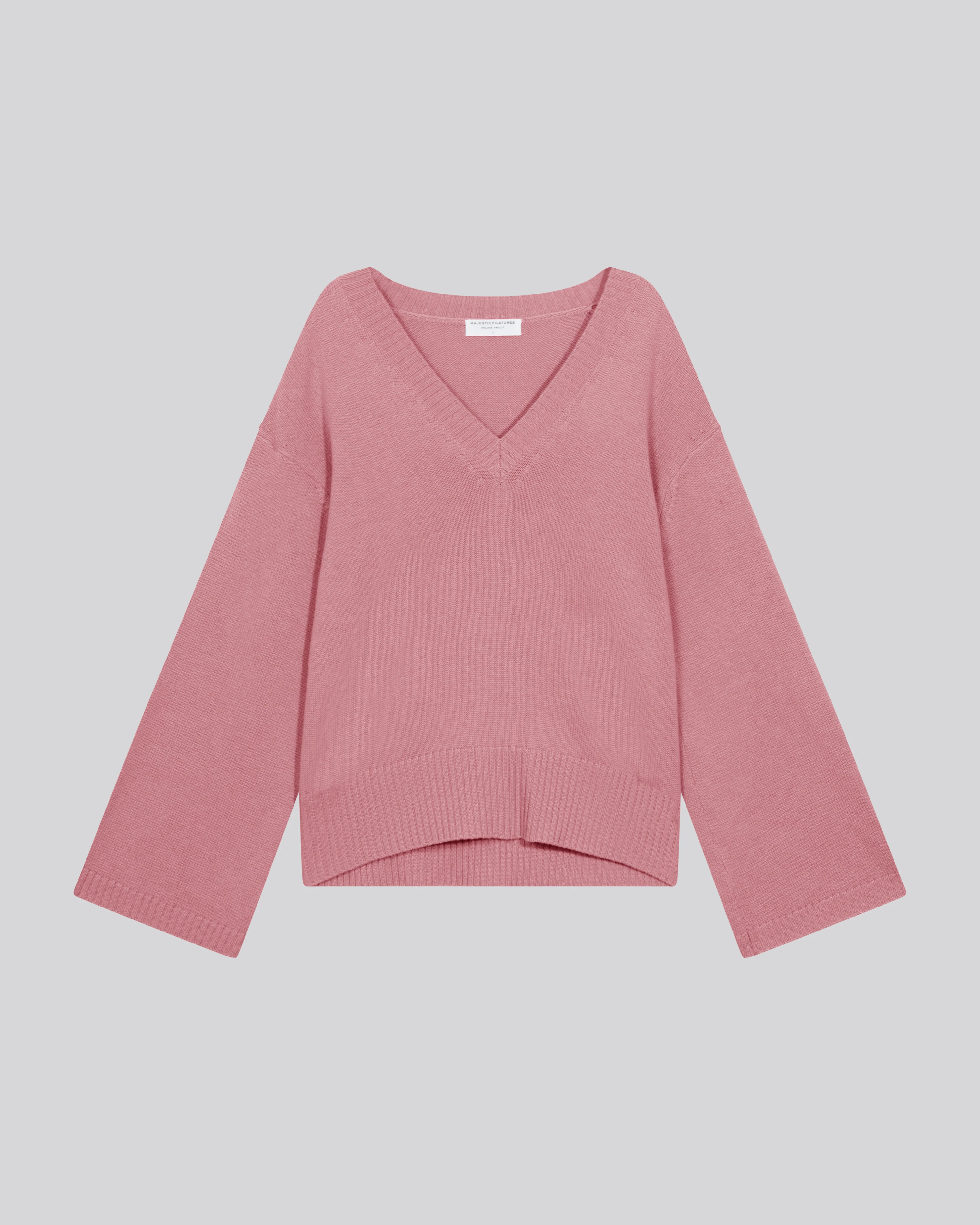 Pull Rose Col V Manches Longues en Laine merinos - Image 6