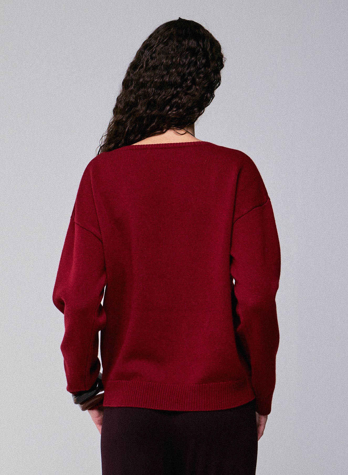 Pull Rouge Col Rond Manches Longues en Laine merinos - Image 5