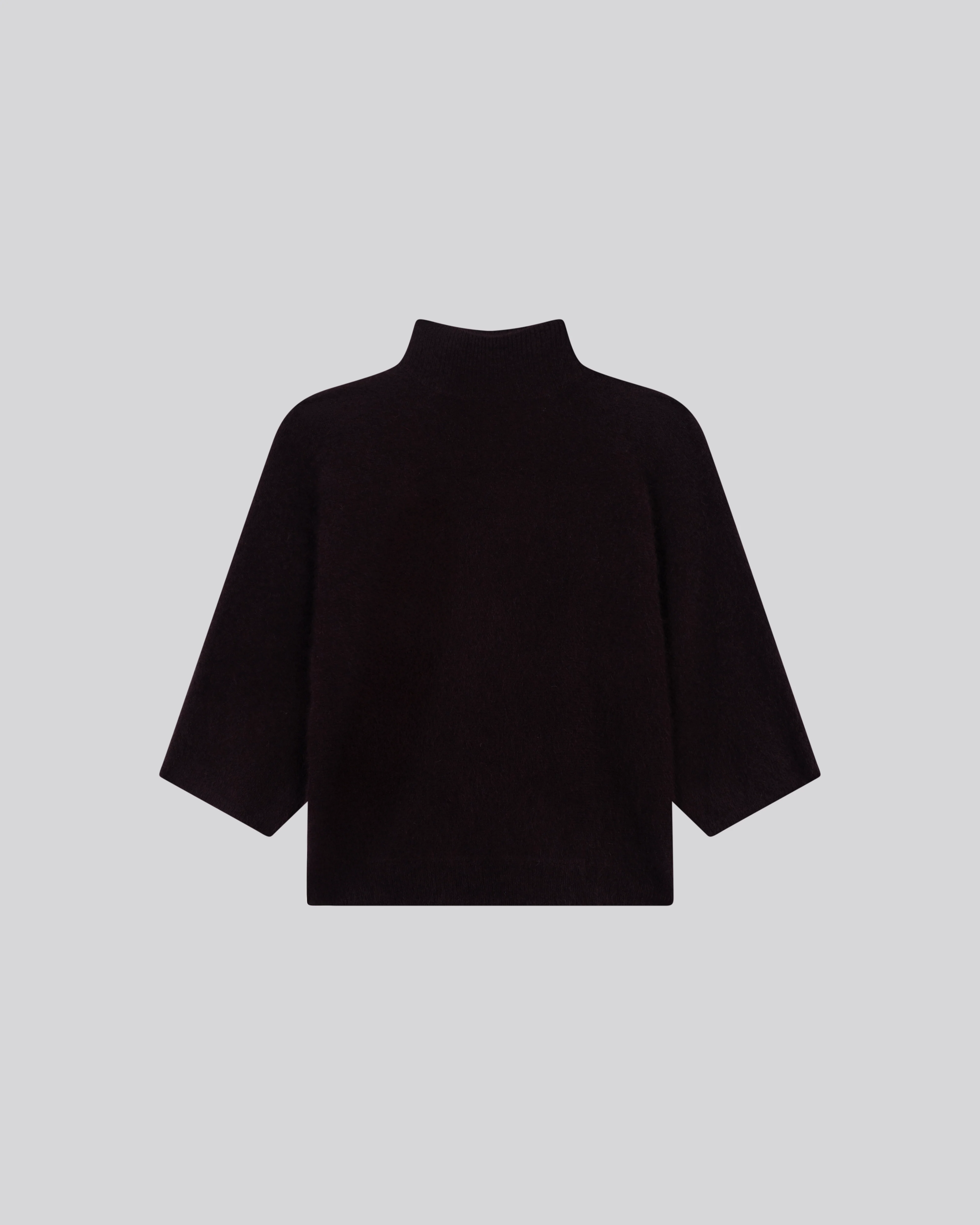 Pull Aubergine Col Roulé Manches Kimono en Raccoon / Polyamide - Image 7