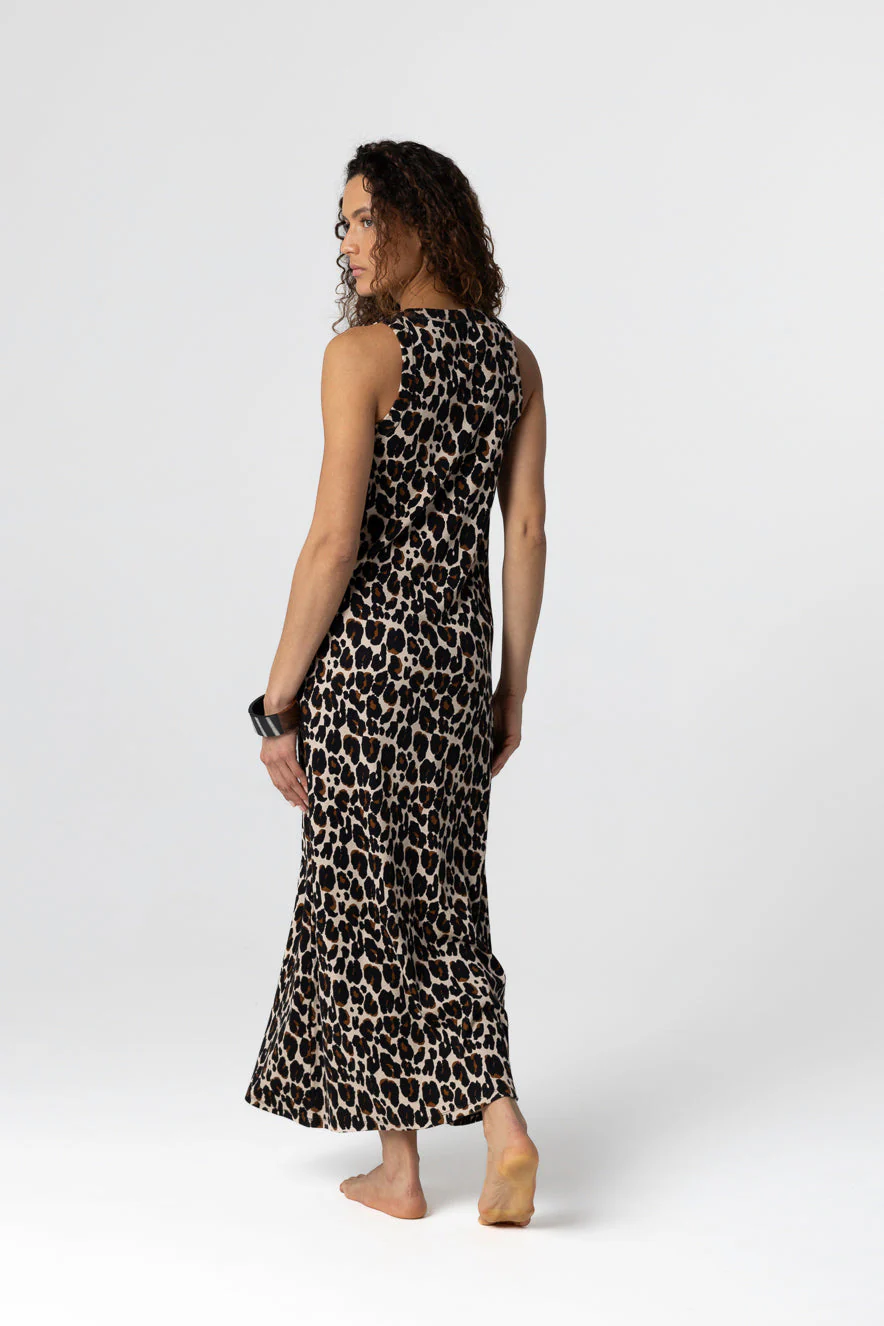 Robe Ecru chiné Col Rond Sans Manches en Coton / Elasthanne - Image 3