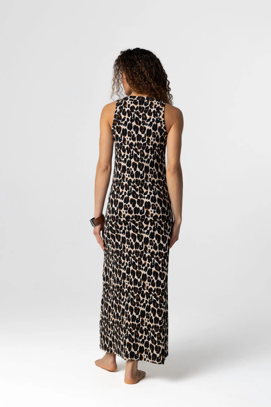 Robe Ecru chiné Col Rond Sans Manches en Coton / Elasthanne - Image 4