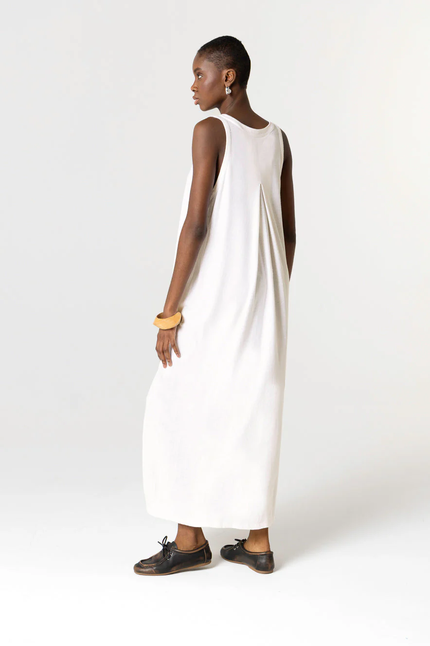 Robe Milk Col V Sans Manches en Coton / Lin - Image 3