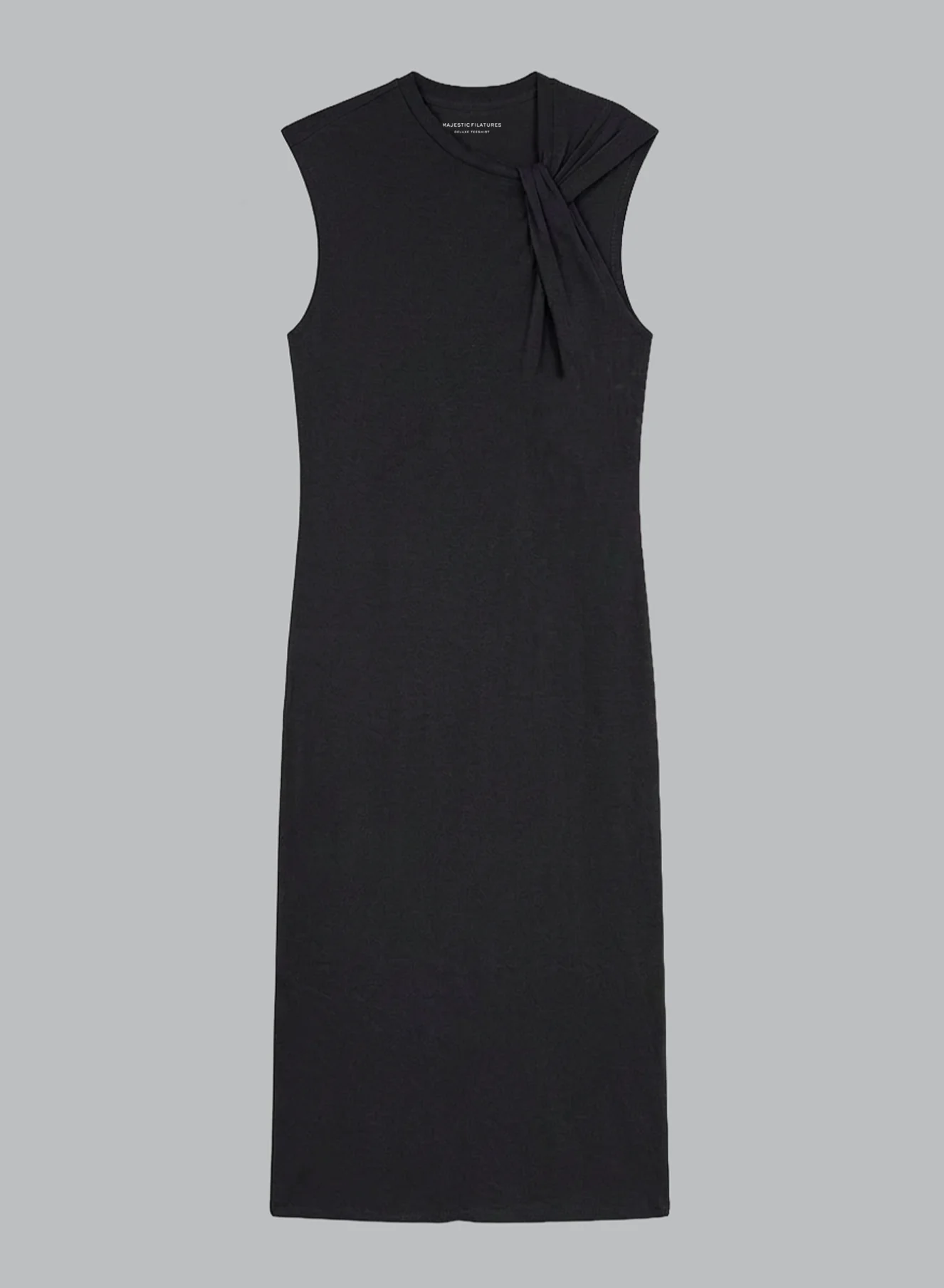 Robe Noir Col Noué Sans Manches en Coton / Lin - Image 6